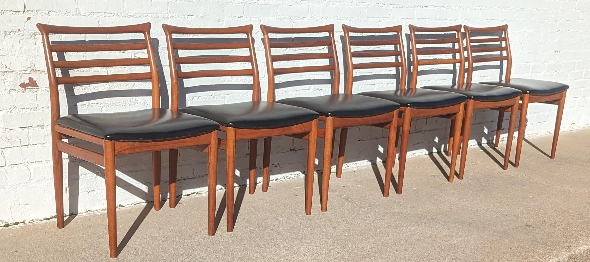 Naugahyde Mid Century Danish Modern Dining Chairs by Erling Torvits  For Sale