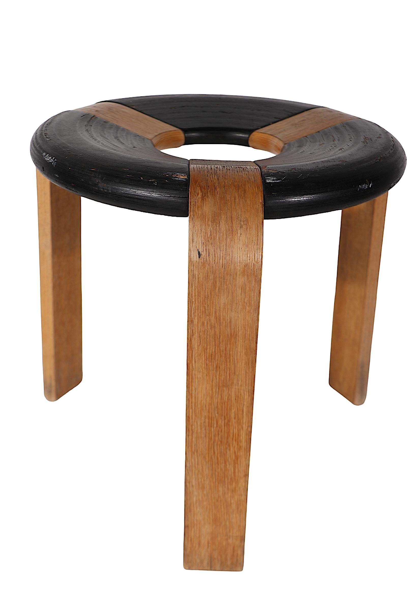 Mid Century Danish Modern Donut Stool by  Thygesen for Magnus Olesen c 1970's For Sale 1