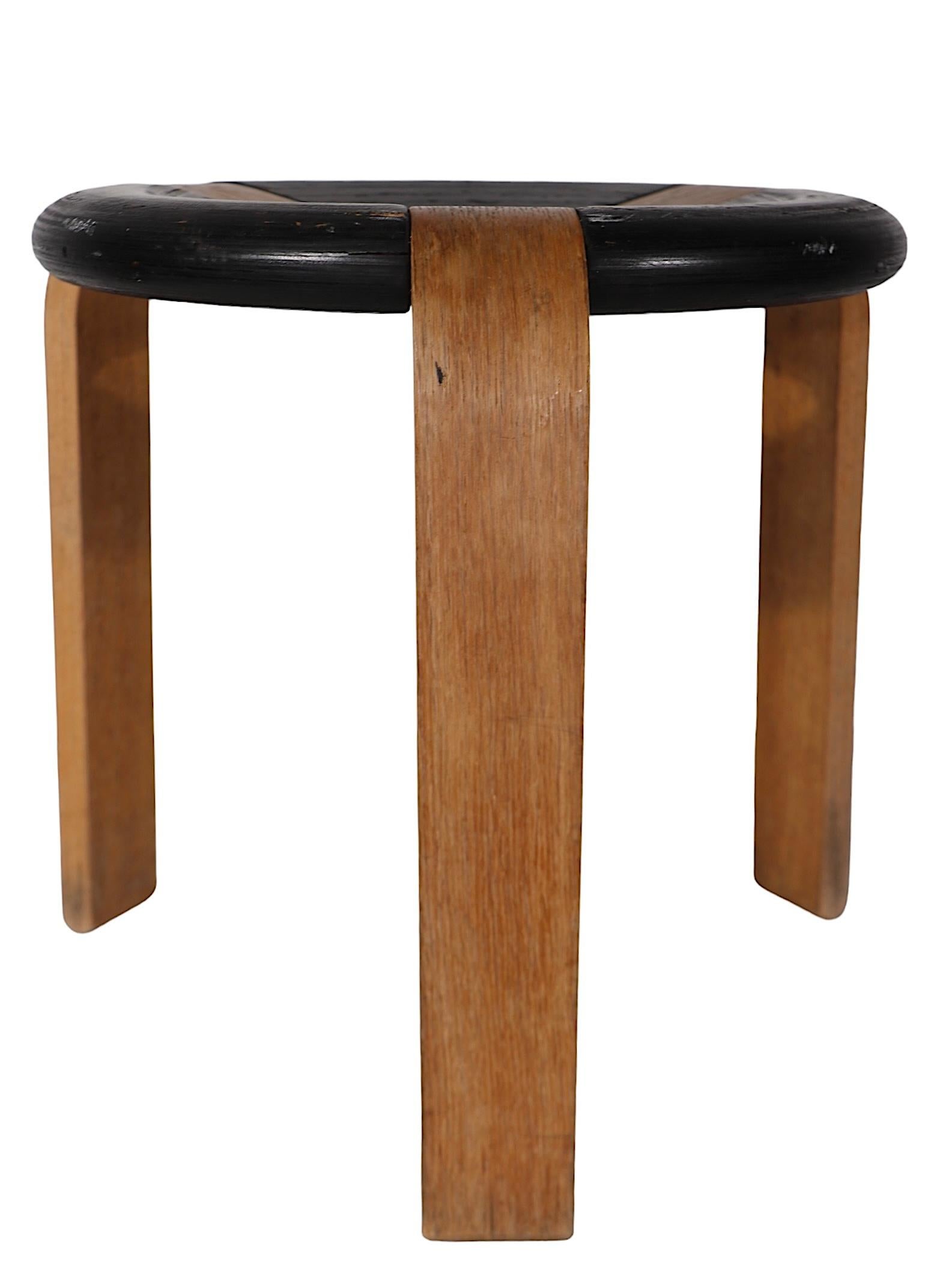 Mid Century Danish Modern Donut Stool by  Thygesen for Magnus Olesen c 1970's For Sale 2