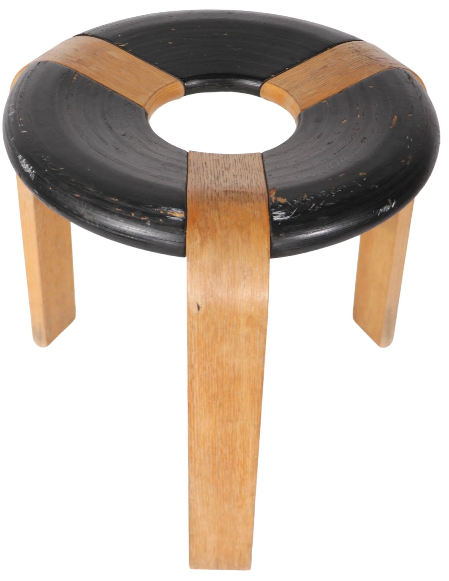 Mid Century Danish Modern Donut Stool by  Thygesen for Magnus Olesen c 1970's For Sale 4