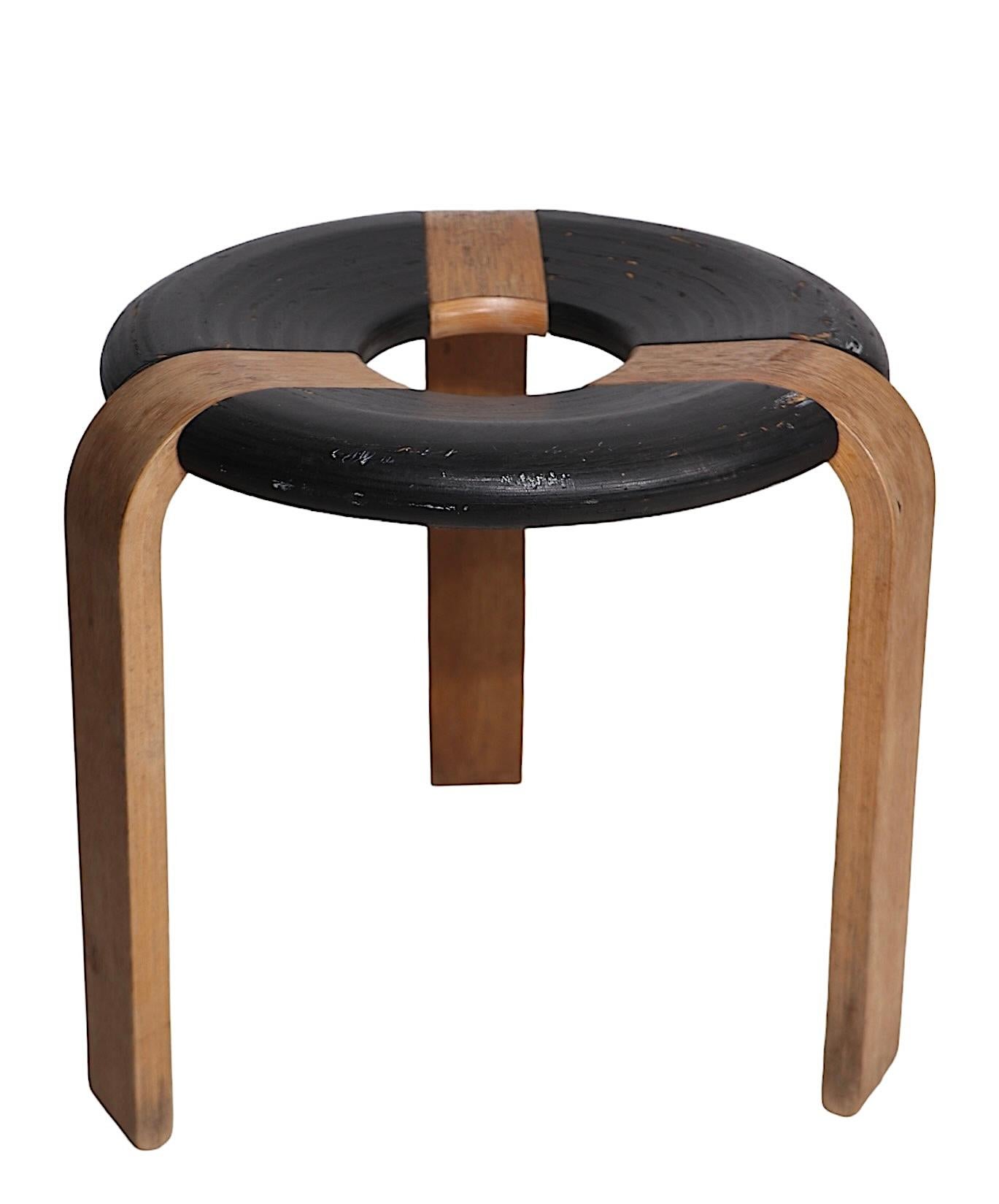 Scandinavian Modern Mid Century Danish Modern Donut Stool by  Thygesen for Magnus Olesen c 1970's For Sale