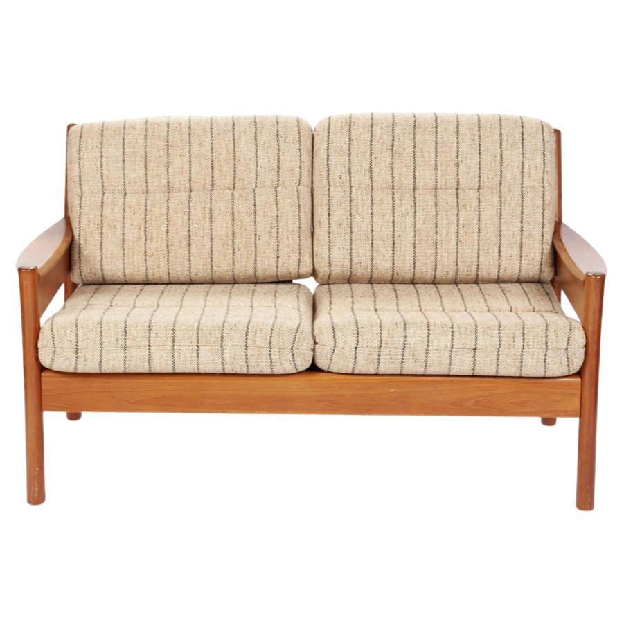 Mid-Century Danish Modern Dyrlund 2 Seat Teak Frame Sofa Loveseat For Sale  at 1stDibs