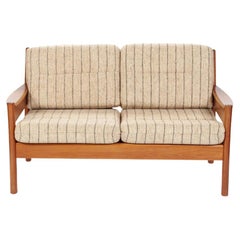 Mid-Century Danish Modern Dyrlund 2 Seat Teak Frame Sofa Loveseat