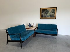 Mid Century Danish Modern Ebonized 2pc Sectional Sofa, Ib Kofod Larsen for Selig
