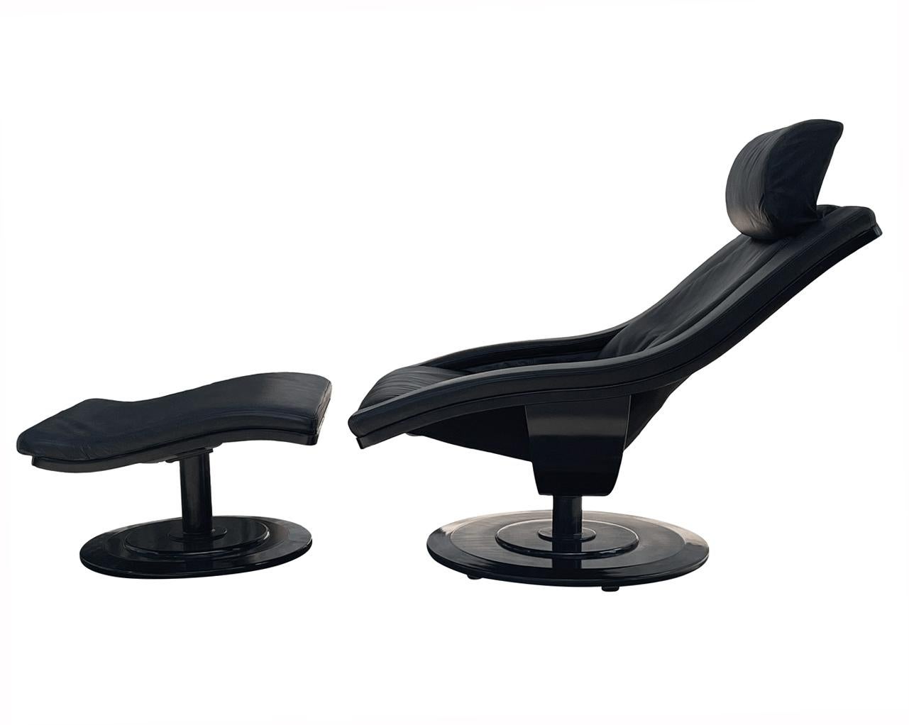 leather swivel lounge chair and ottoman