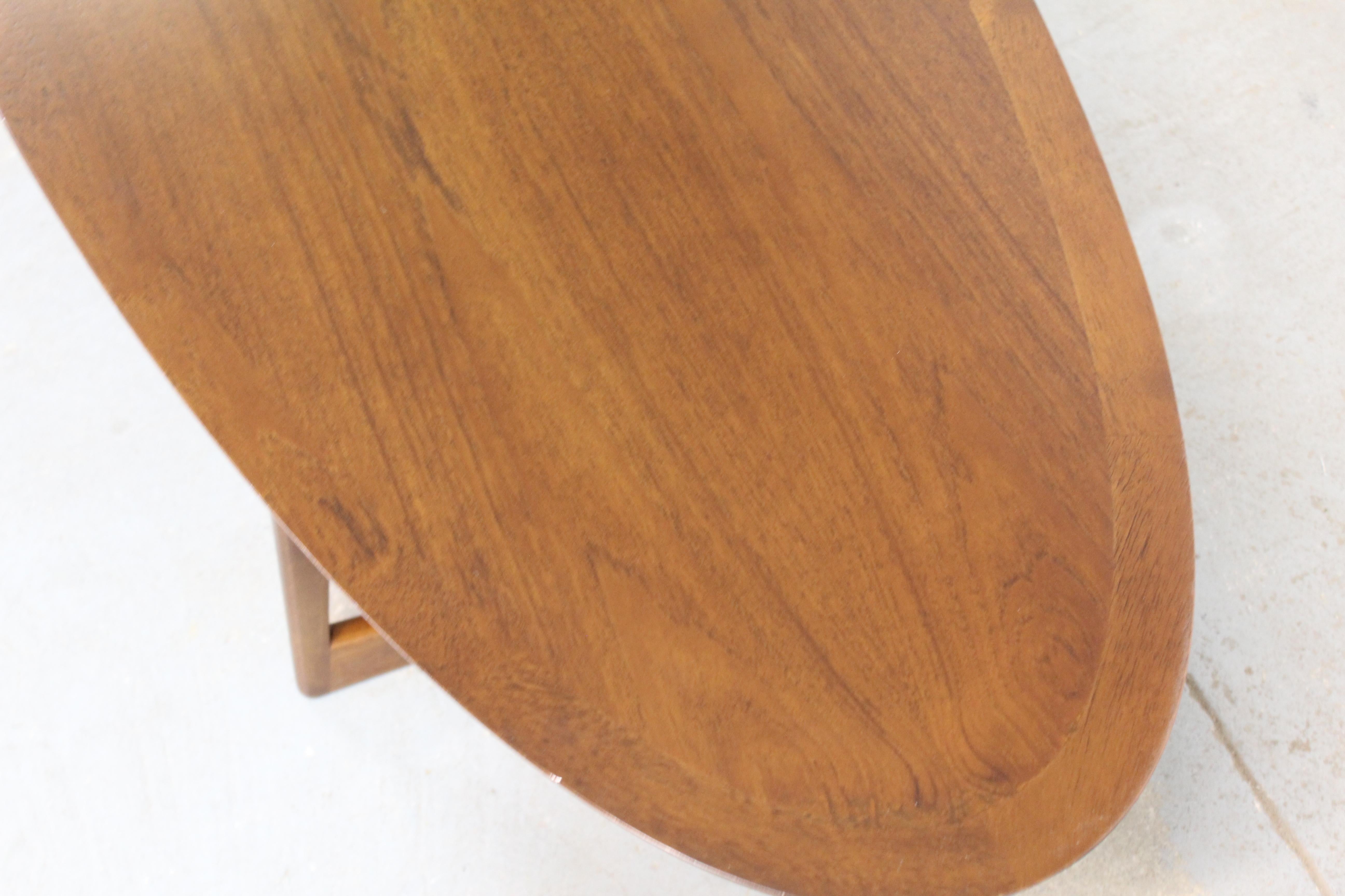Mid-Century Danish Modern Elliptical Surfboard Teak Coffee Table 4