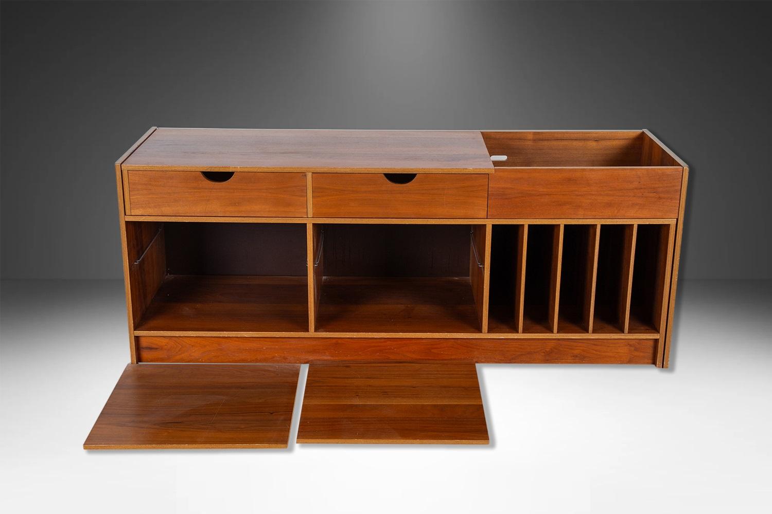 Mid-Century Danish Modern Expanding 2 Piece Console Media Center Cabinet 3