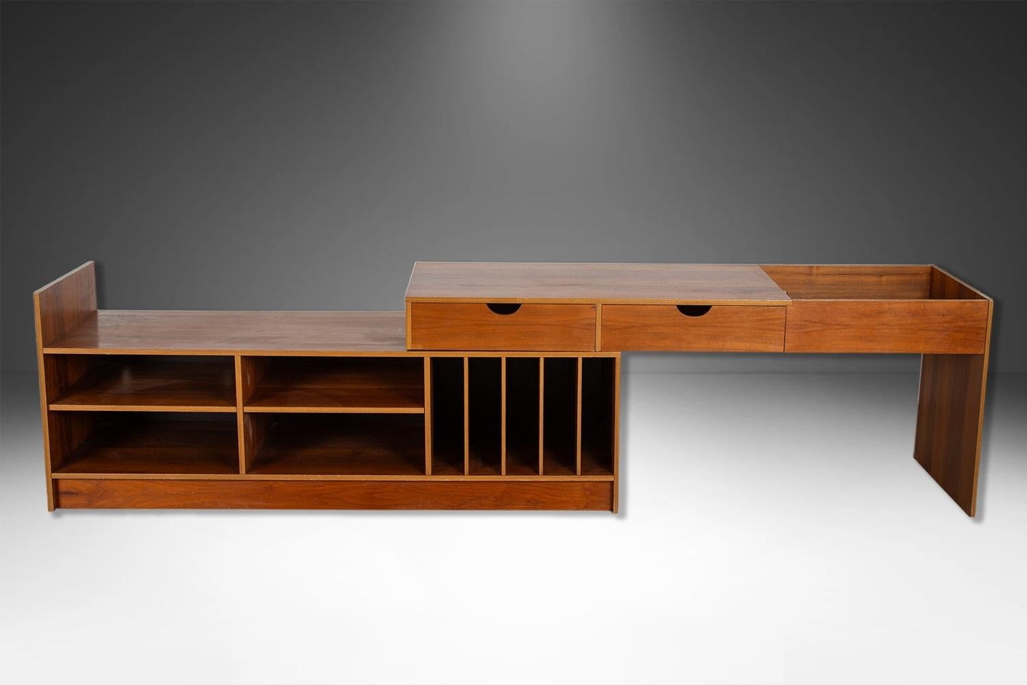 Mid-Century Modern Mid-Century Danish Modern Expanding 2 Piece Console Media Center Cabinet