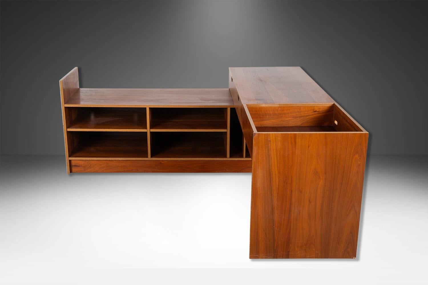 Swedish Mid-Century Danish Modern Expanding 2 Piece Console Media Center Cabinet