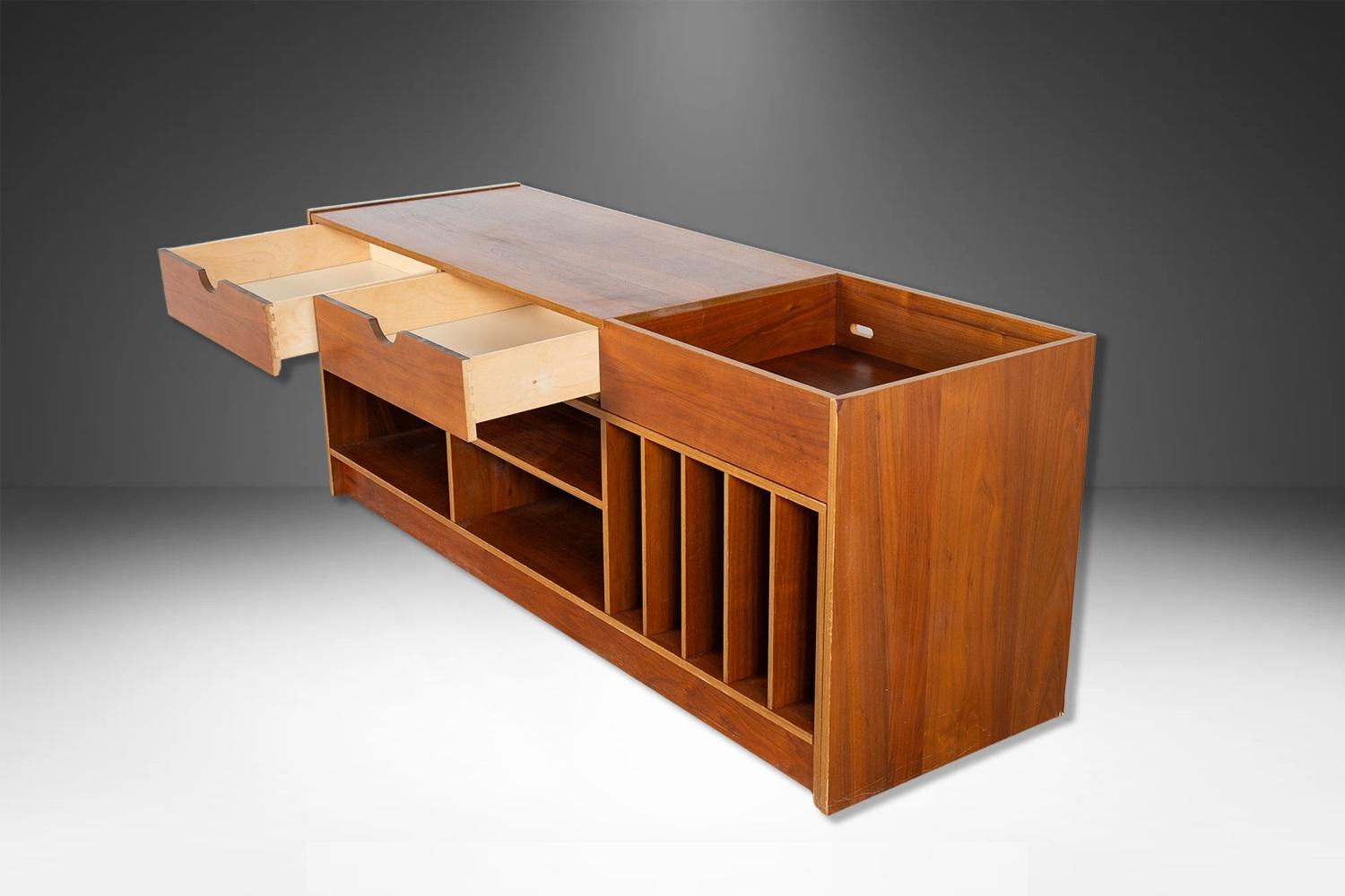 Teak Mid-Century Danish Modern Expanding 2 Piece Console Media Center Cabinet