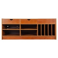 Mid-Century Danish Modern Expanding 2 Piece Console Media Center Cabinet