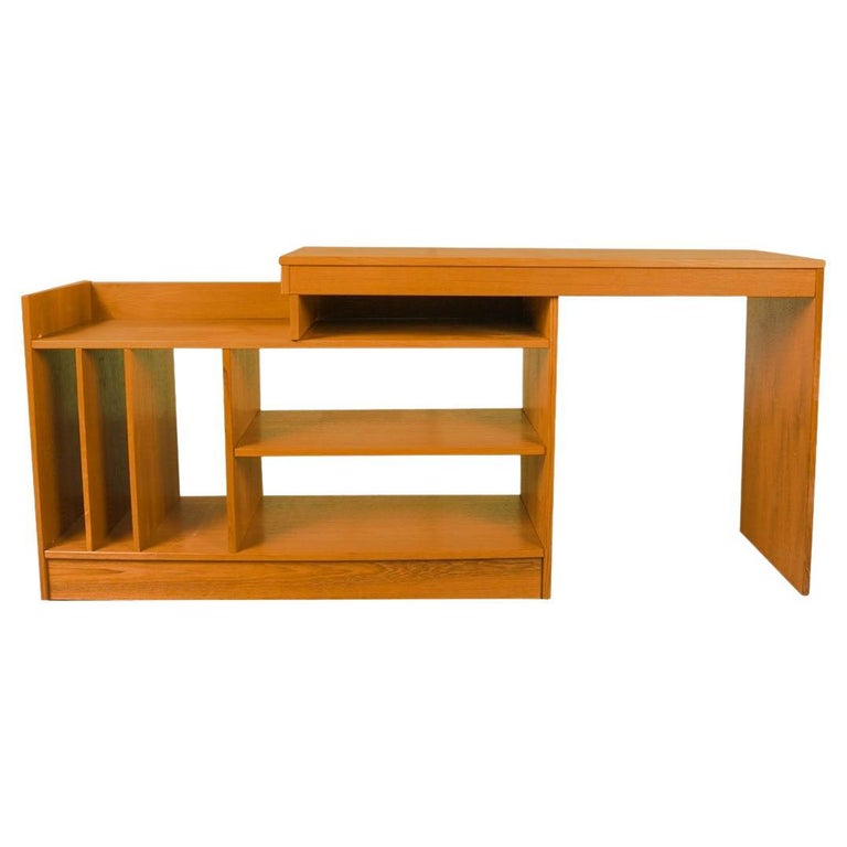 Mid Century Danish Modern Expanding 2 Piece Desk Media Center For Sale