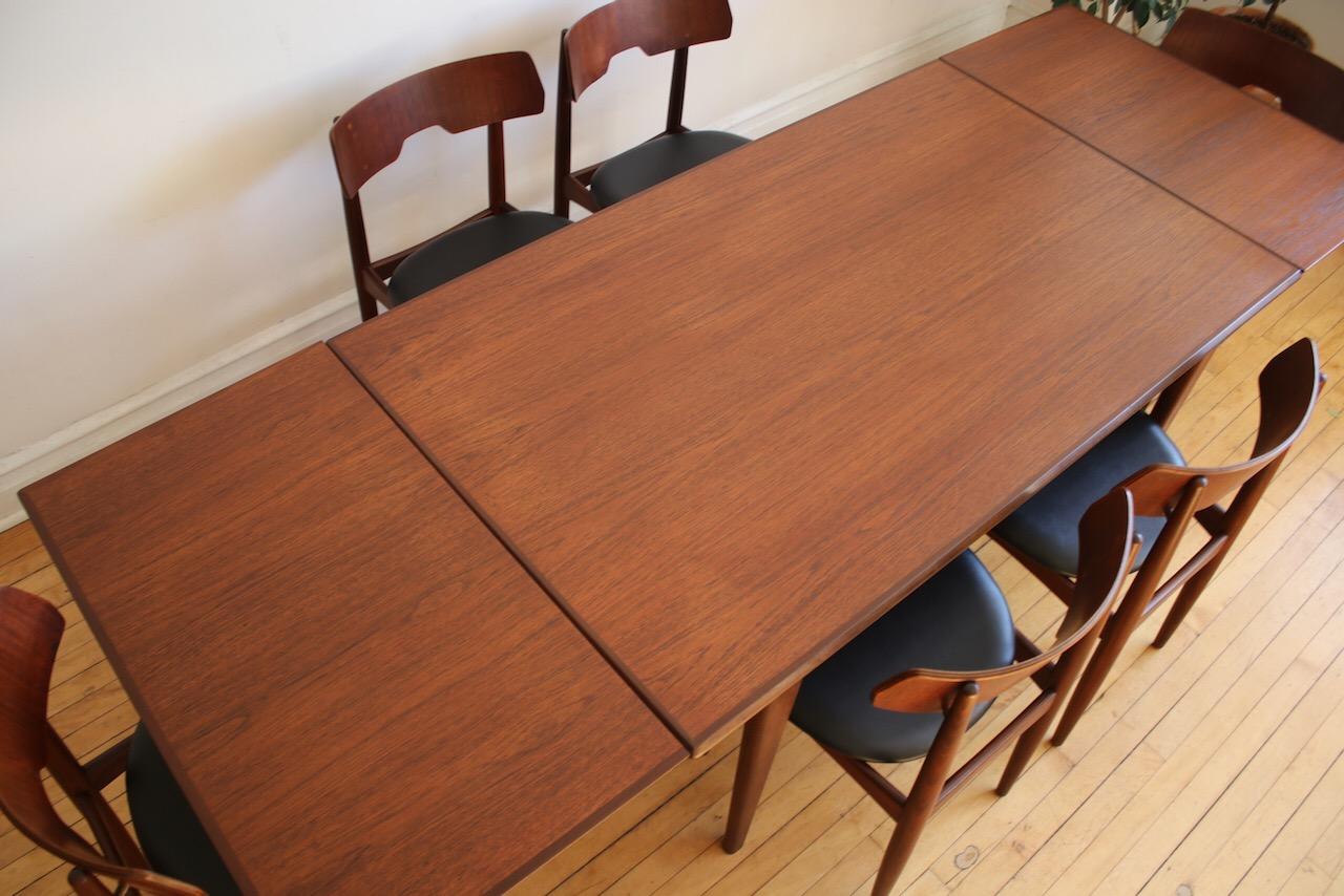 Mid-Century Danish Modern Expanding Dark Teak Dining Set 7