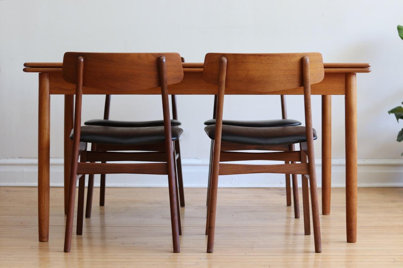 mid century danish dining table and chairs