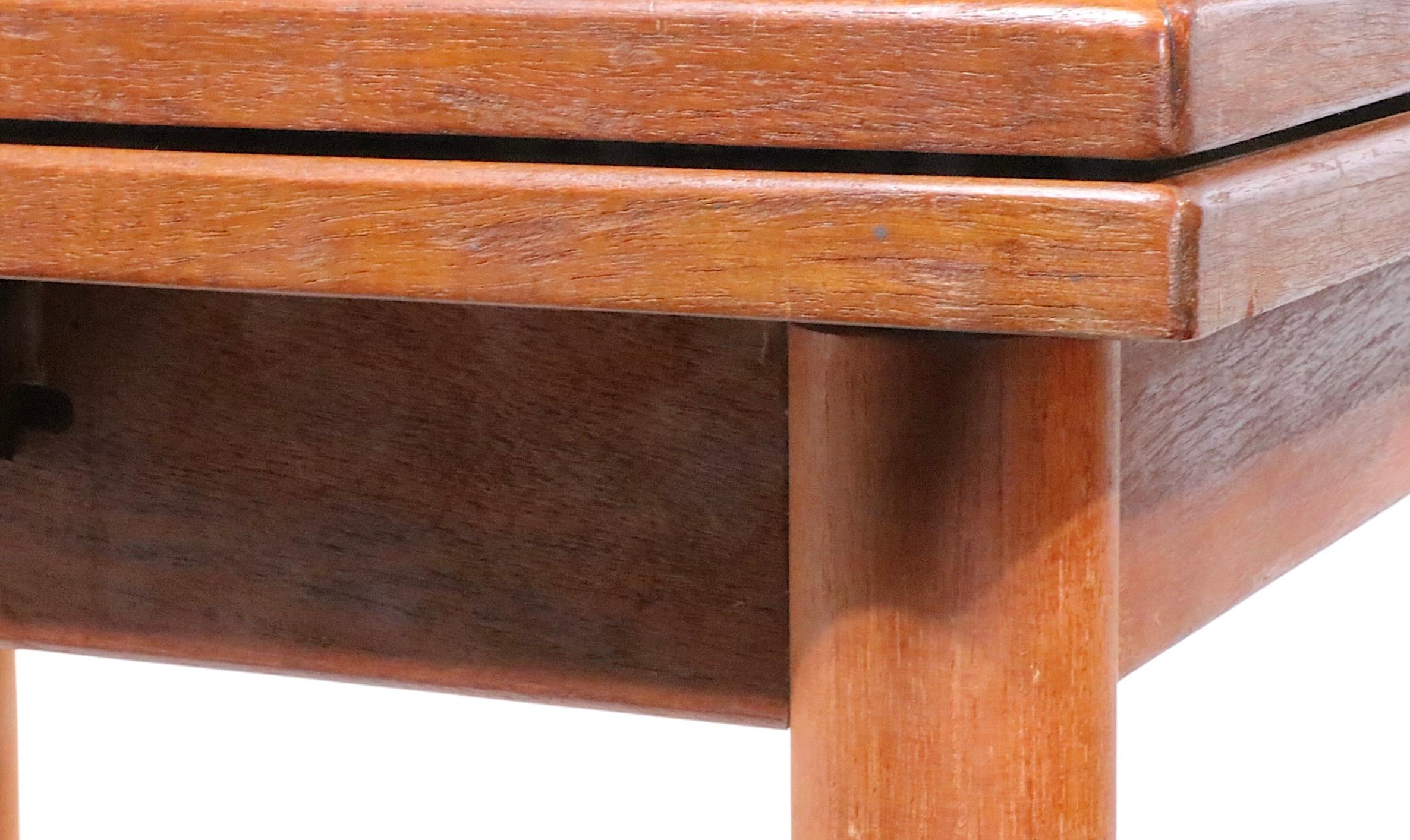 Mid Century Danish Modern Extension Teak Refractory Draw Leaf Dining Table 8