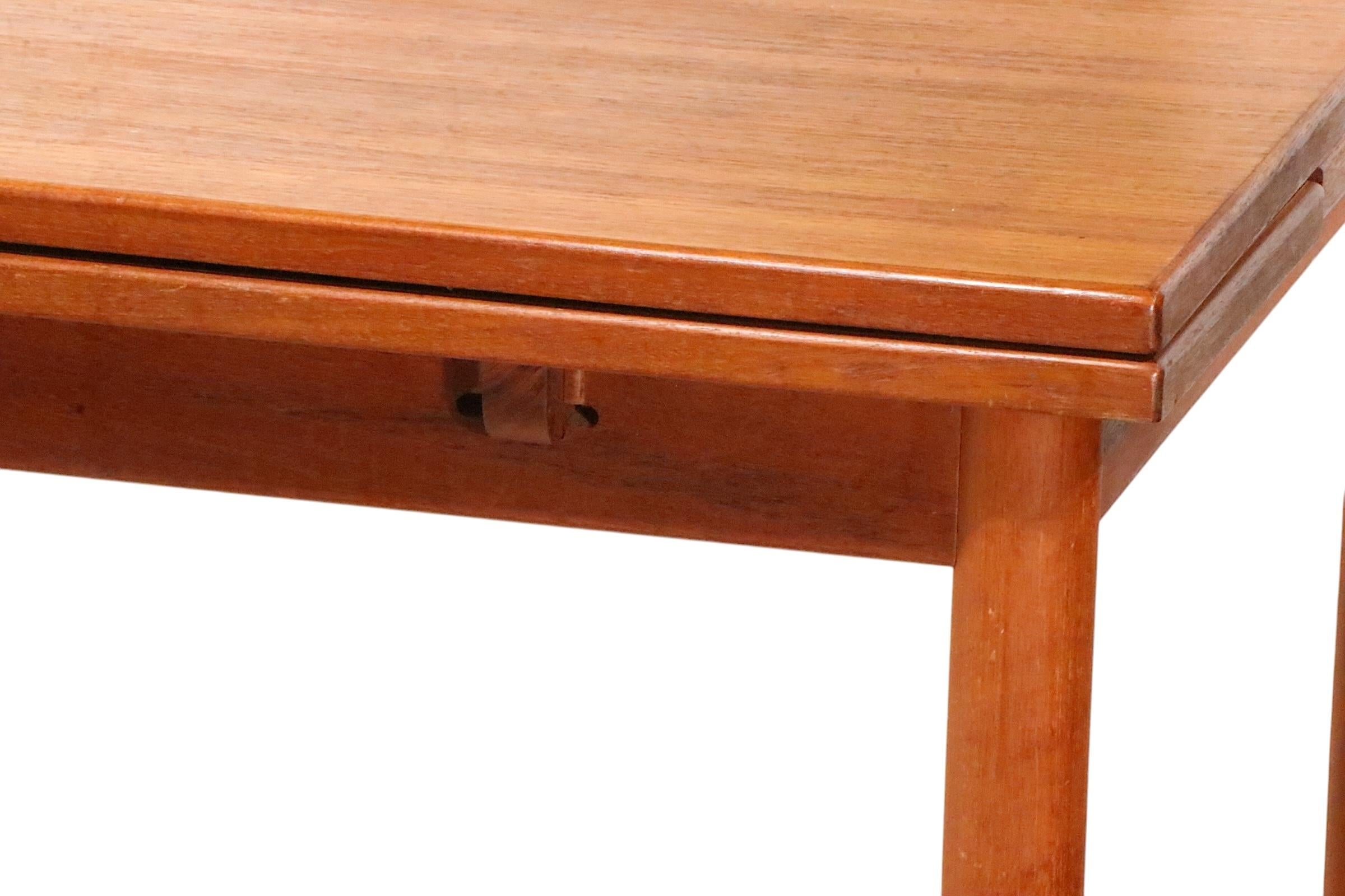 Mid Century Danish Modern Extension Teak Refractory Draw Leaf Dining Table 9