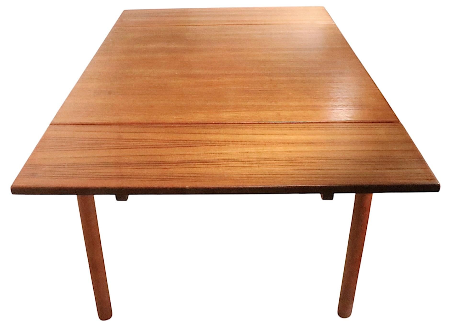 Scandinavian Modern Mid Century Danish Modern Extension Teak Refractory Draw Leaf Dining Table