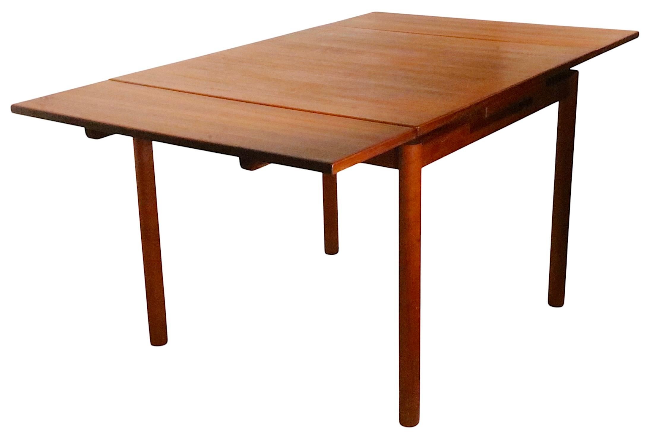 20th Century Mid Century Danish Modern Extension Teak Refractory Draw Leaf Dining Table