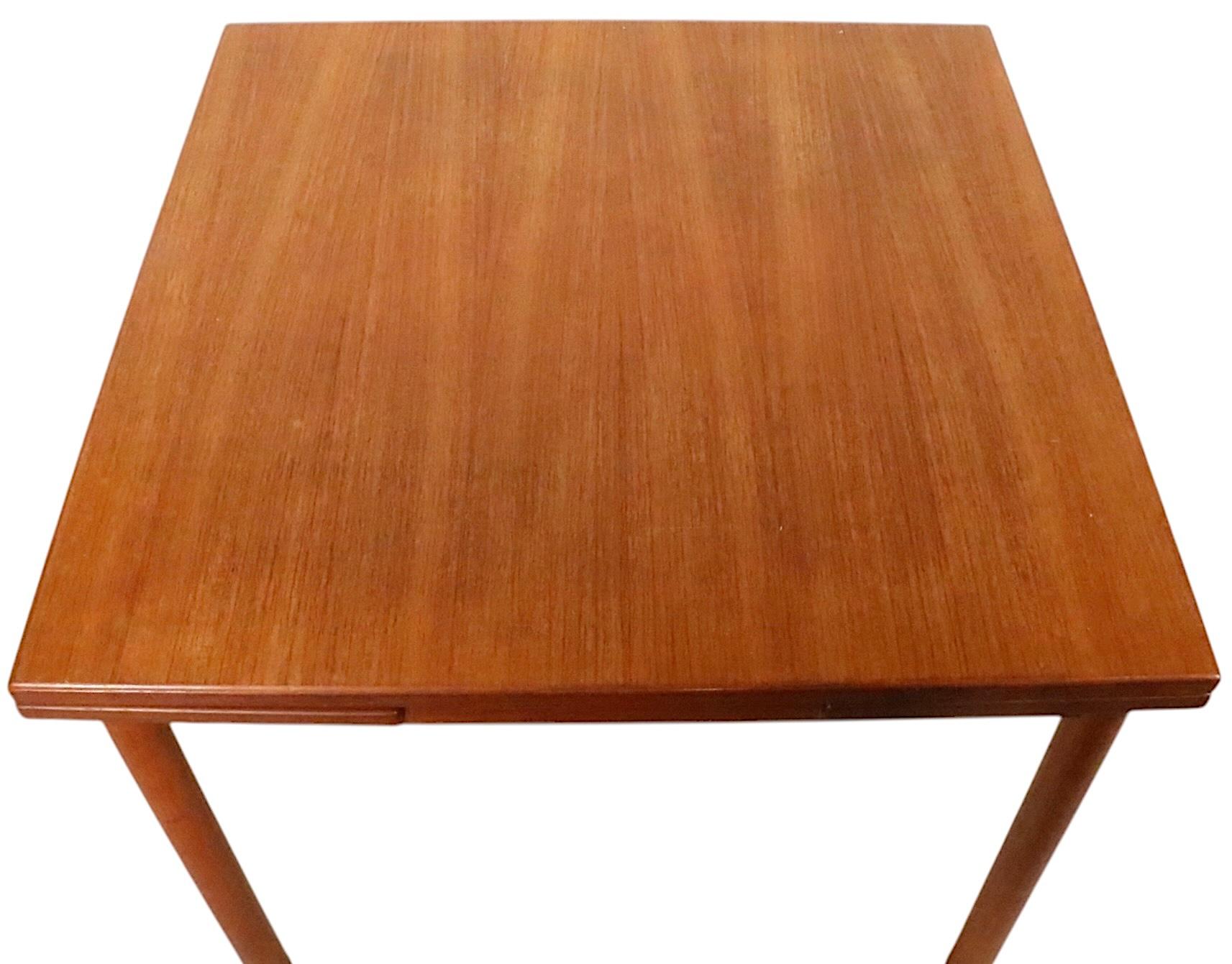 Mid Century Danish Modern Extension Teak Refractory Draw Leaf Dining Table 1