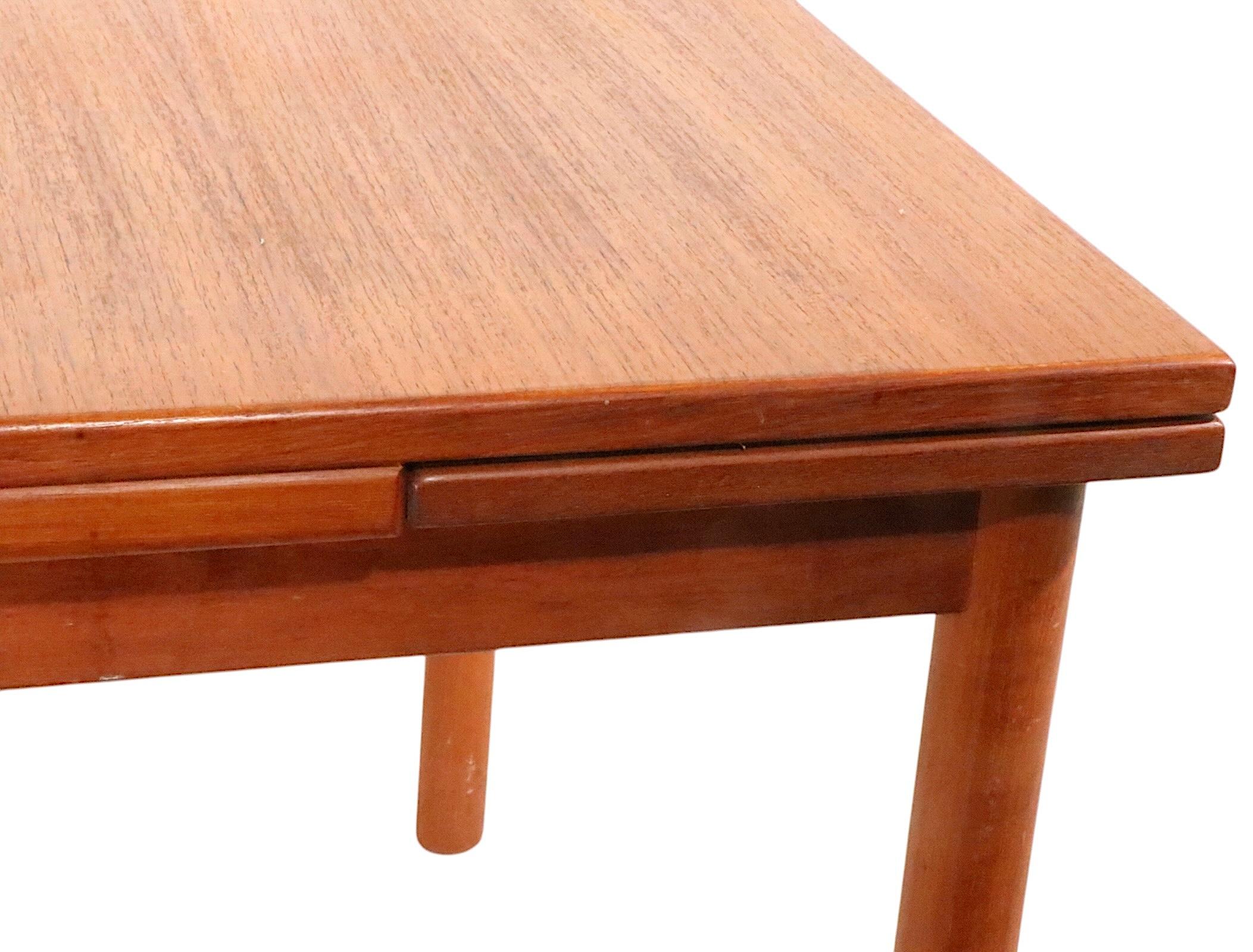 Mid Century Danish Modern Extension Teak Refractory Draw Leaf Dining Table 2