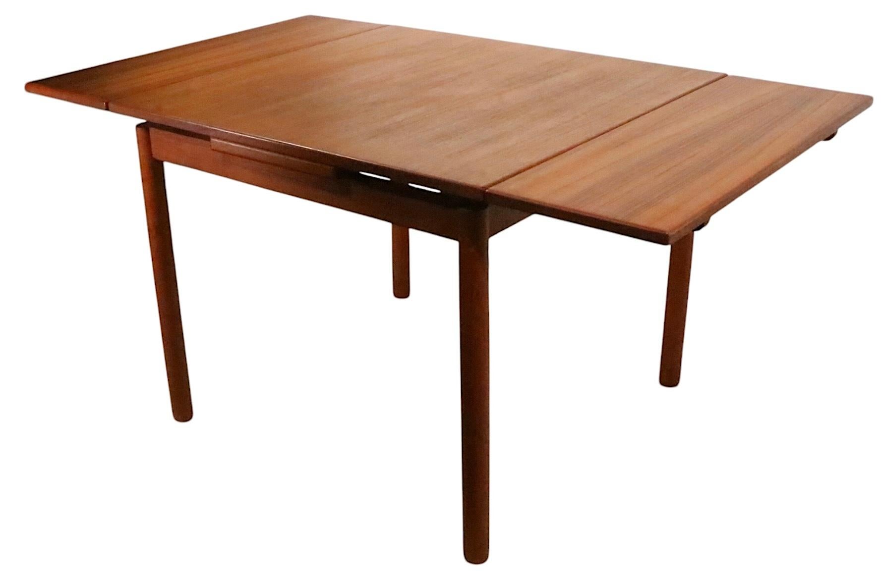Mid Century Danish Modern Extension Teak Refractory Draw Leaf Dining Table 3