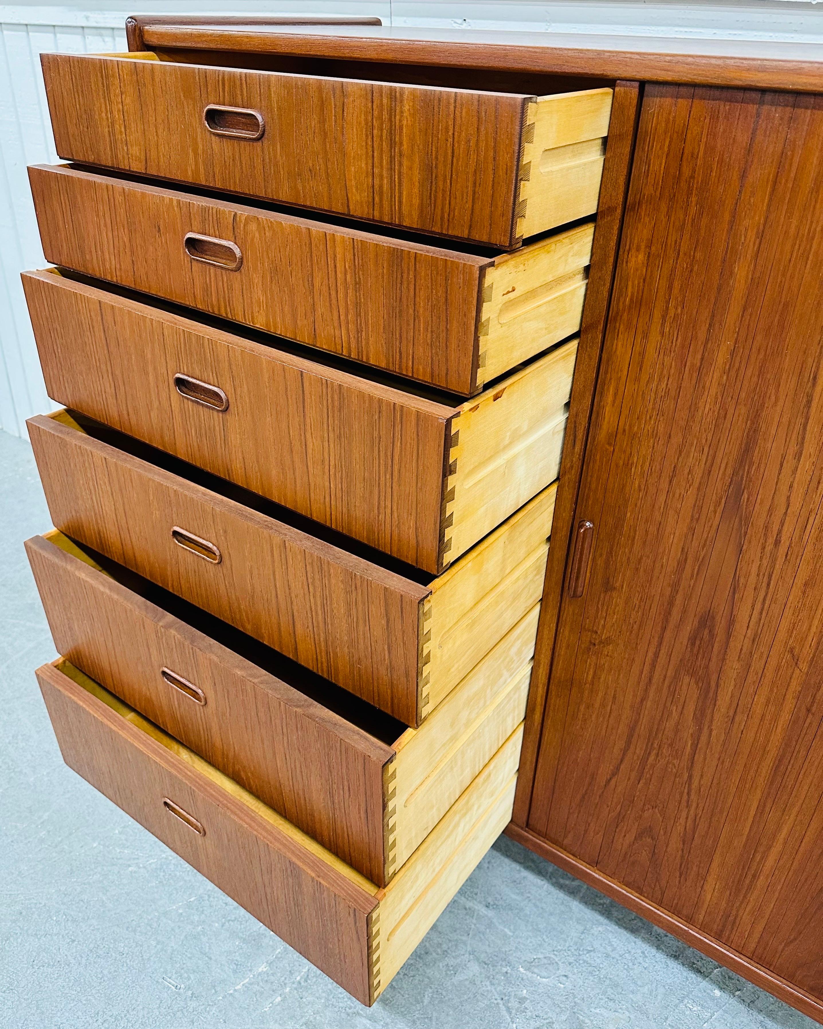 Mid-Century Danish Modern Falster Teak Tambour High Chest For Sale 4