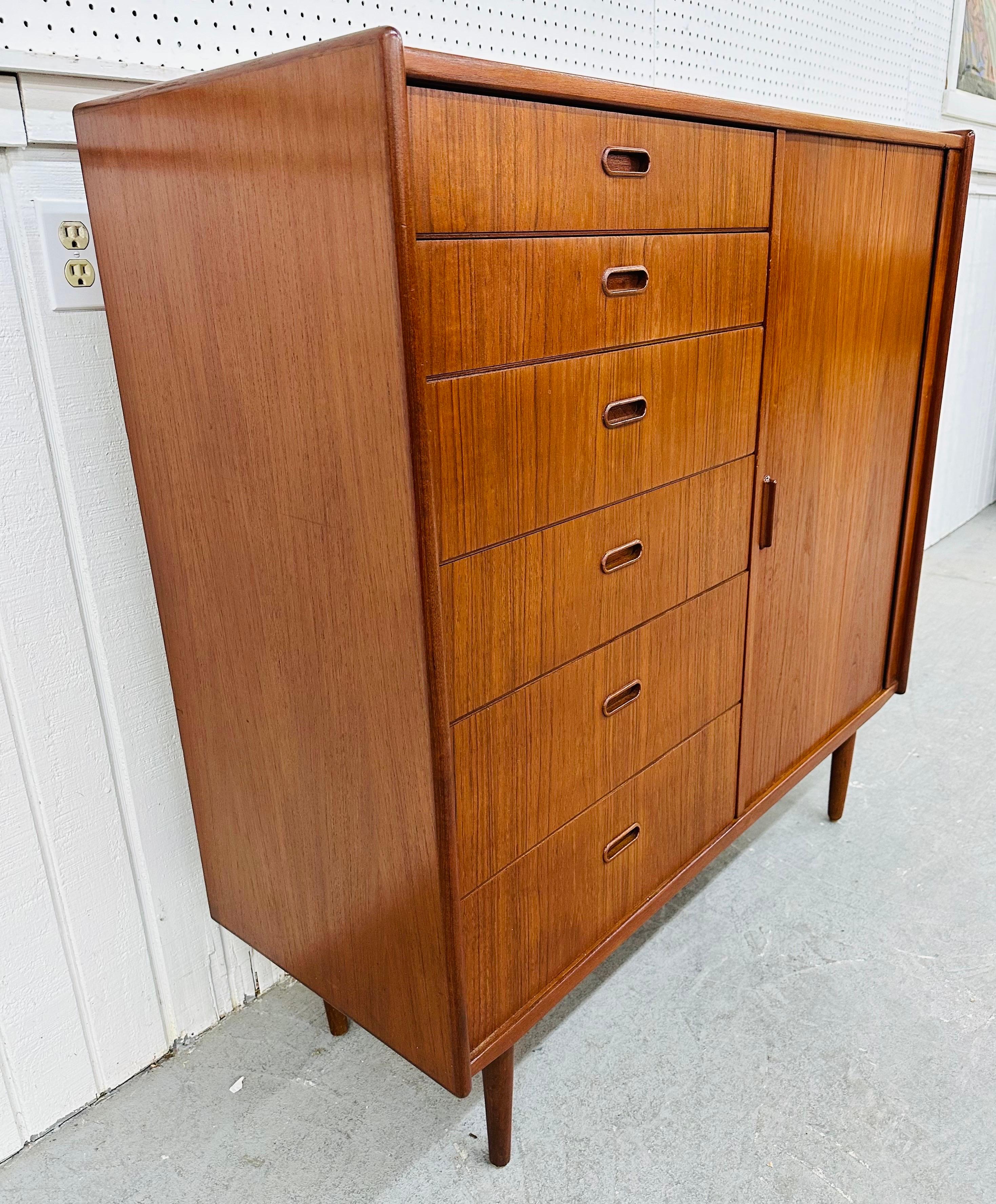 Mid-Century Modern Mid-Century Danish Modern Falster Teak Tambour High Chest For Sale