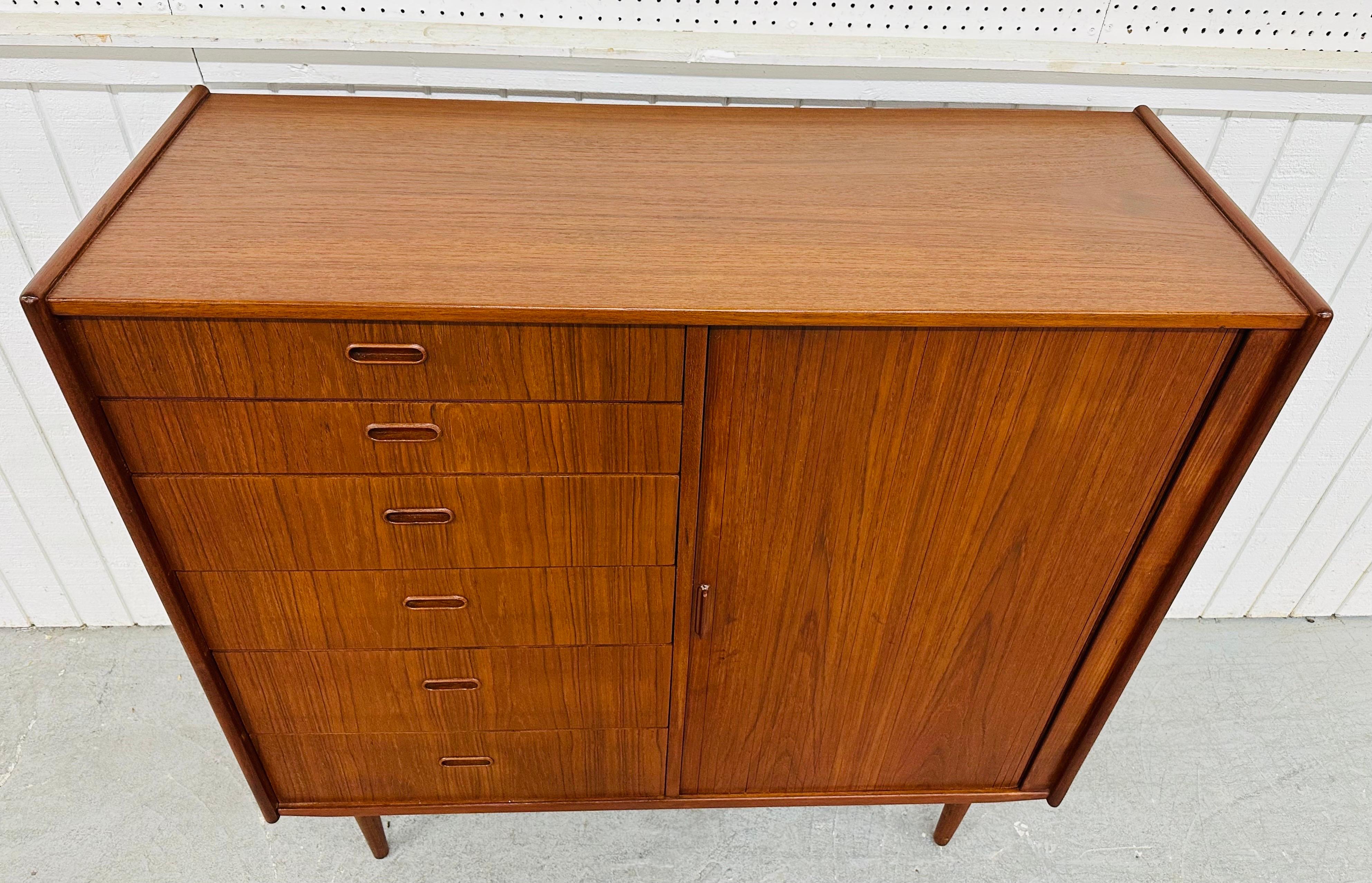 Mid-Century Danish Modern Falster Teak Tambour High Chest In Good Condition In Clarksboro, NJ