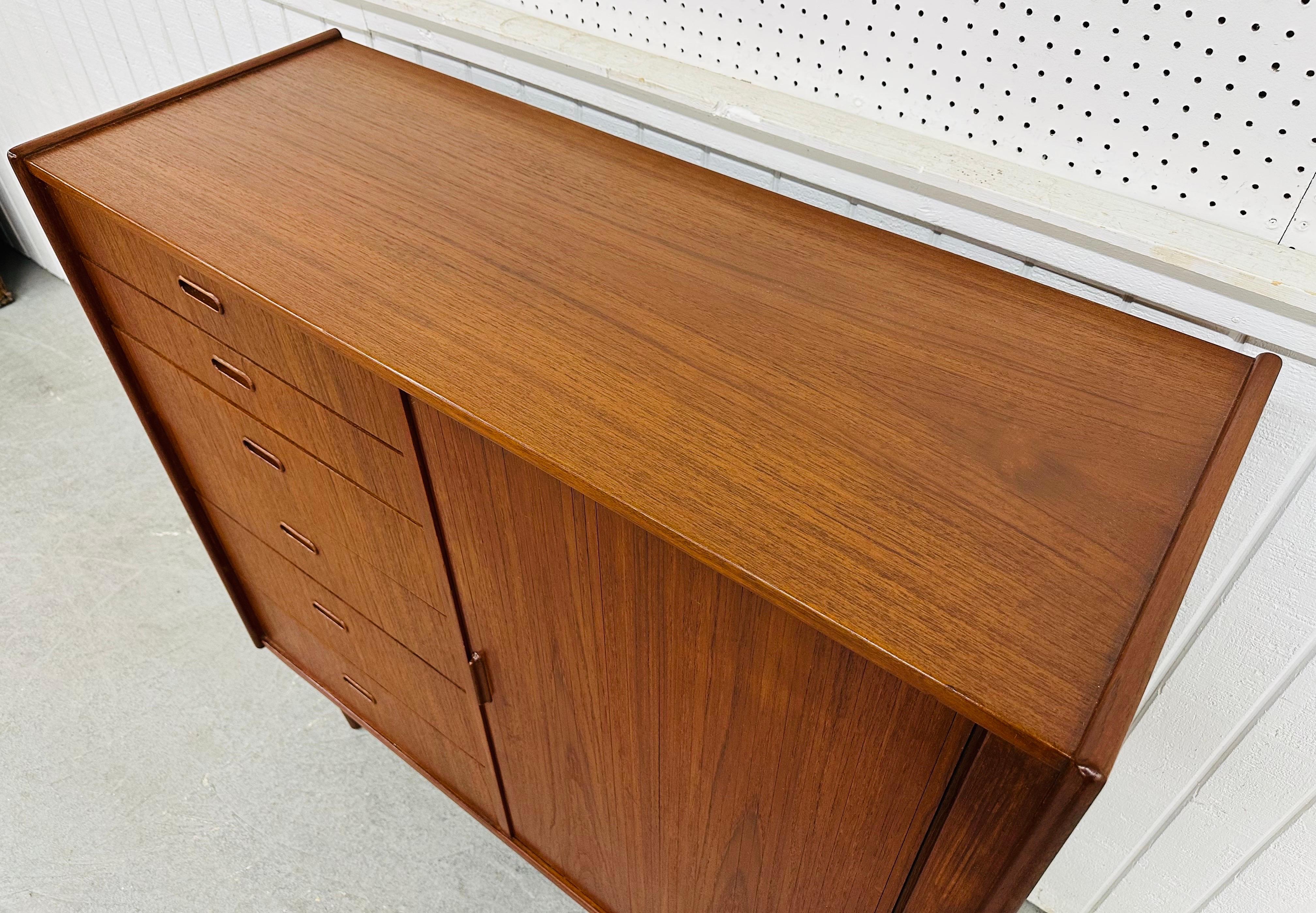 20th Century Mid-Century Danish Modern Falster Teak Tambour High Chest For Sale