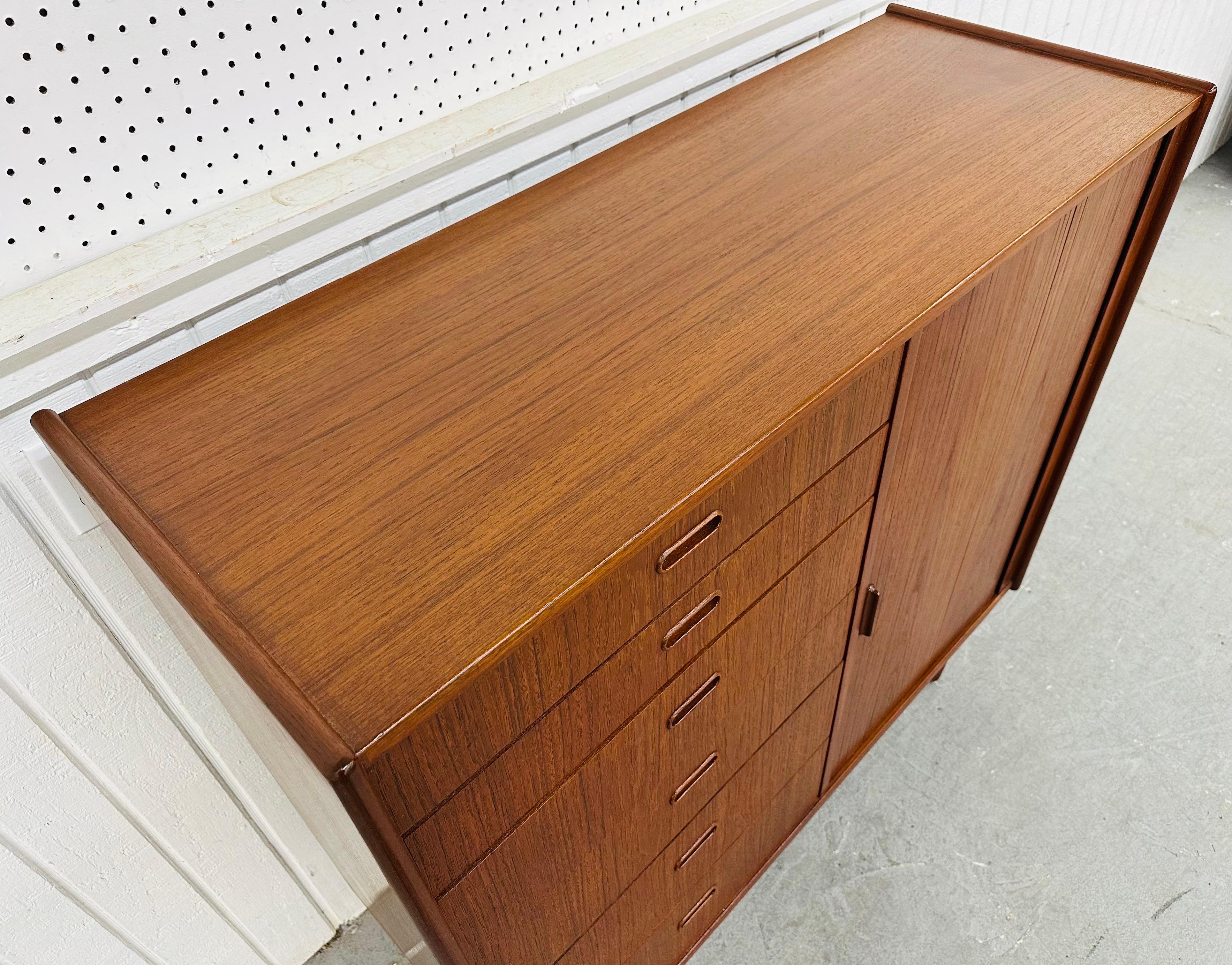 Wood Mid-Century Danish Modern Falster Teak Tambour High Chest For Sale