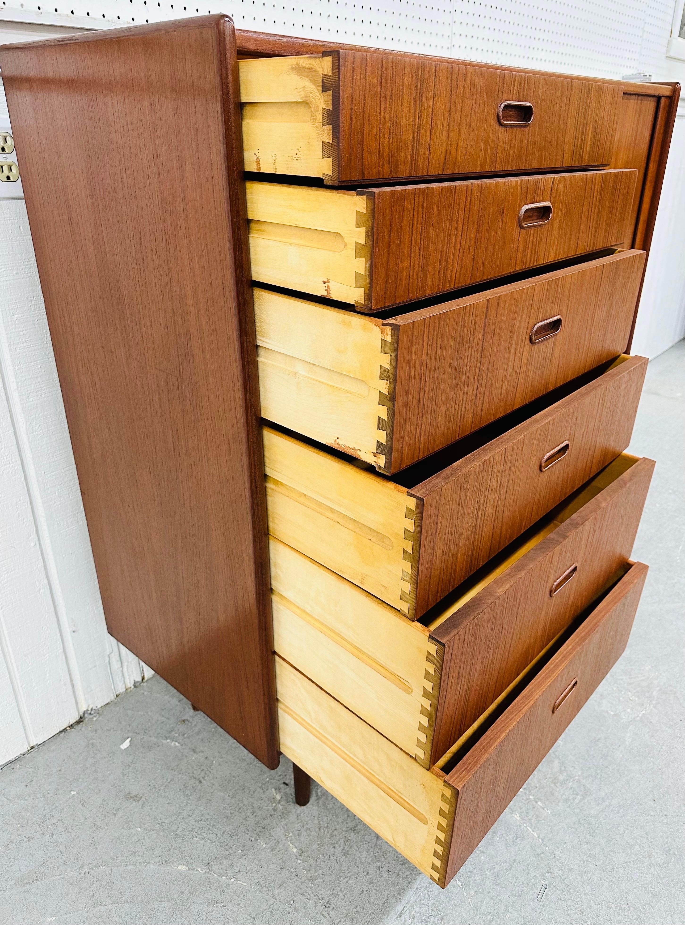 Mid-Century Danish Modern Falster Teak Tambour High Chest For Sale 1