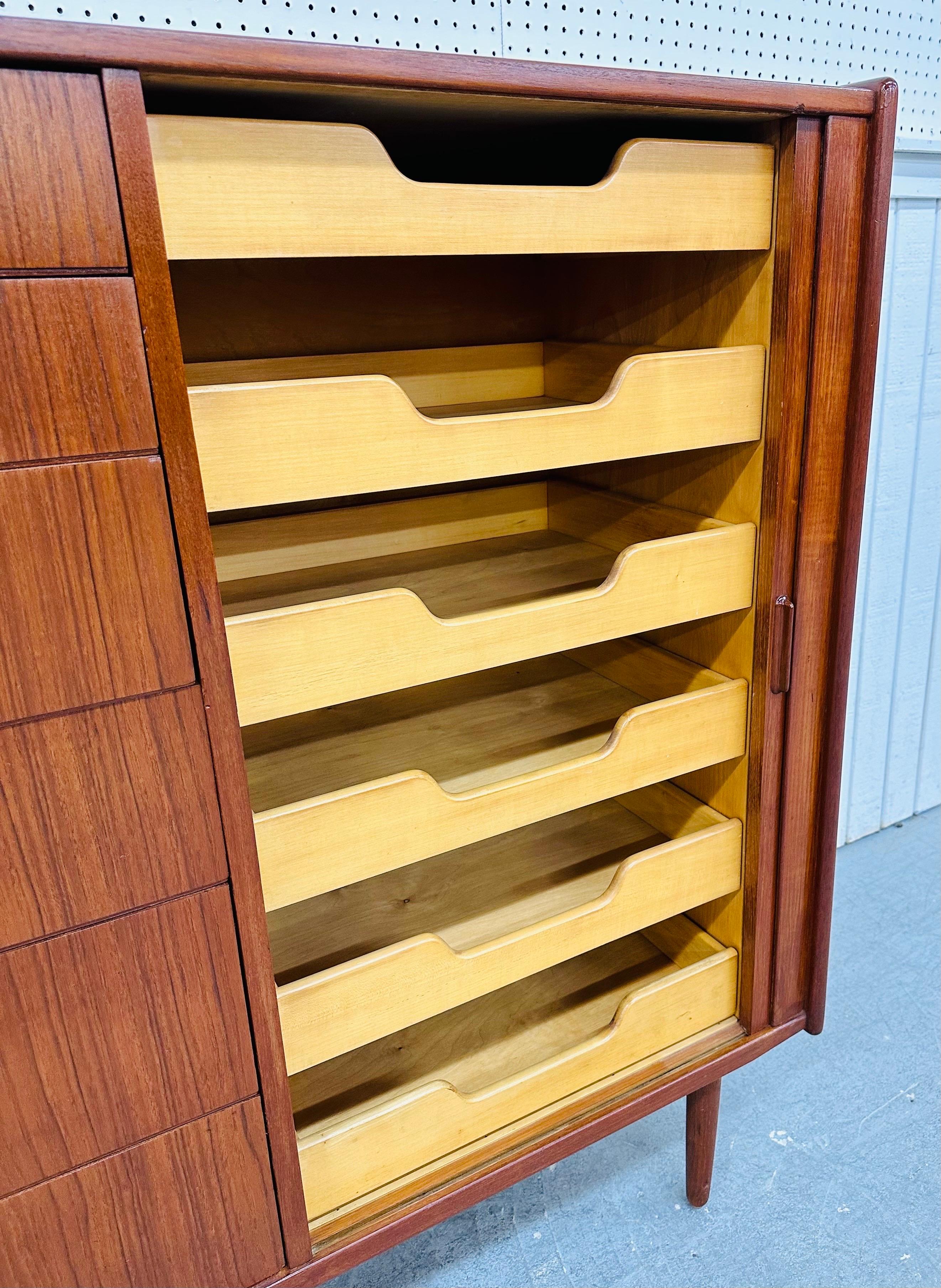 Mid-Century Danish Modern Falster Teak Tambour High Chest 2