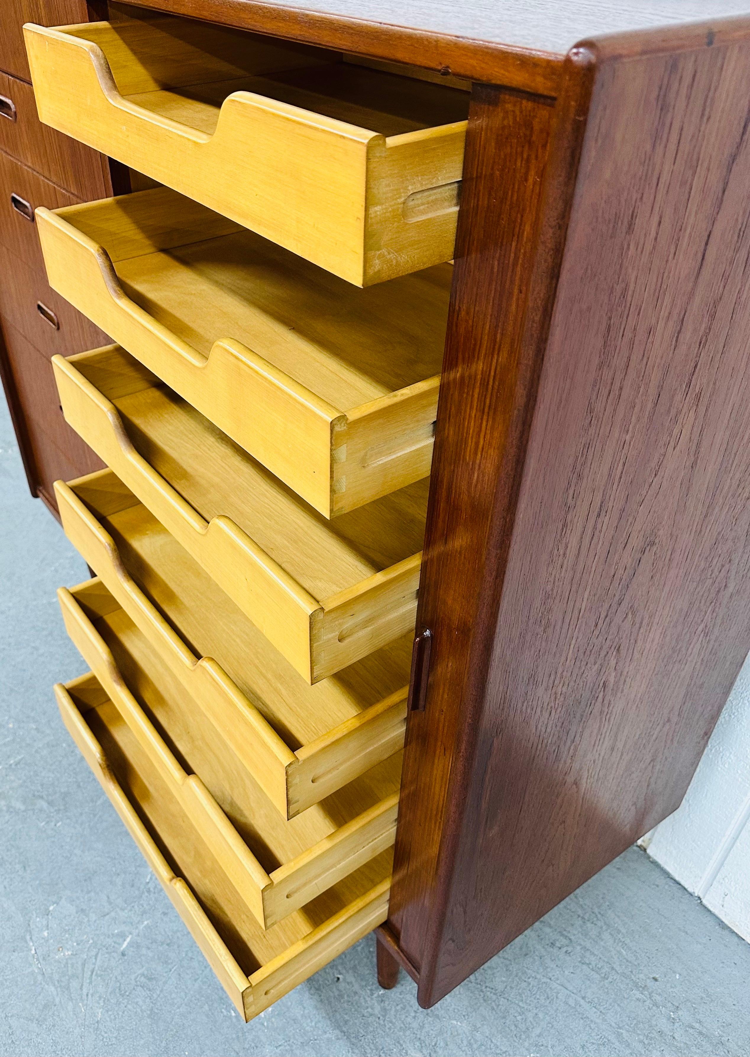 Mid-Century Danish Modern Falster Teak Tambour High Chest 3