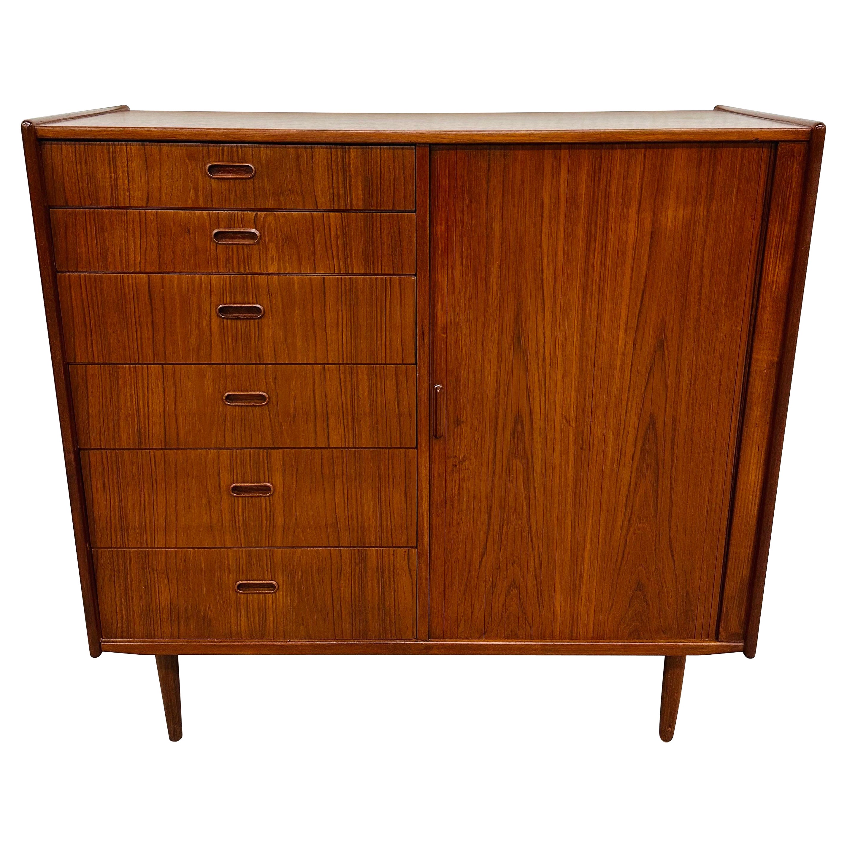 Mid-Century Danish Modern Falster Teak Tambour High Chest
