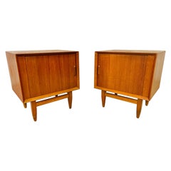 Mid-Century Danish Modern Falster Teak Tambour Nightstands