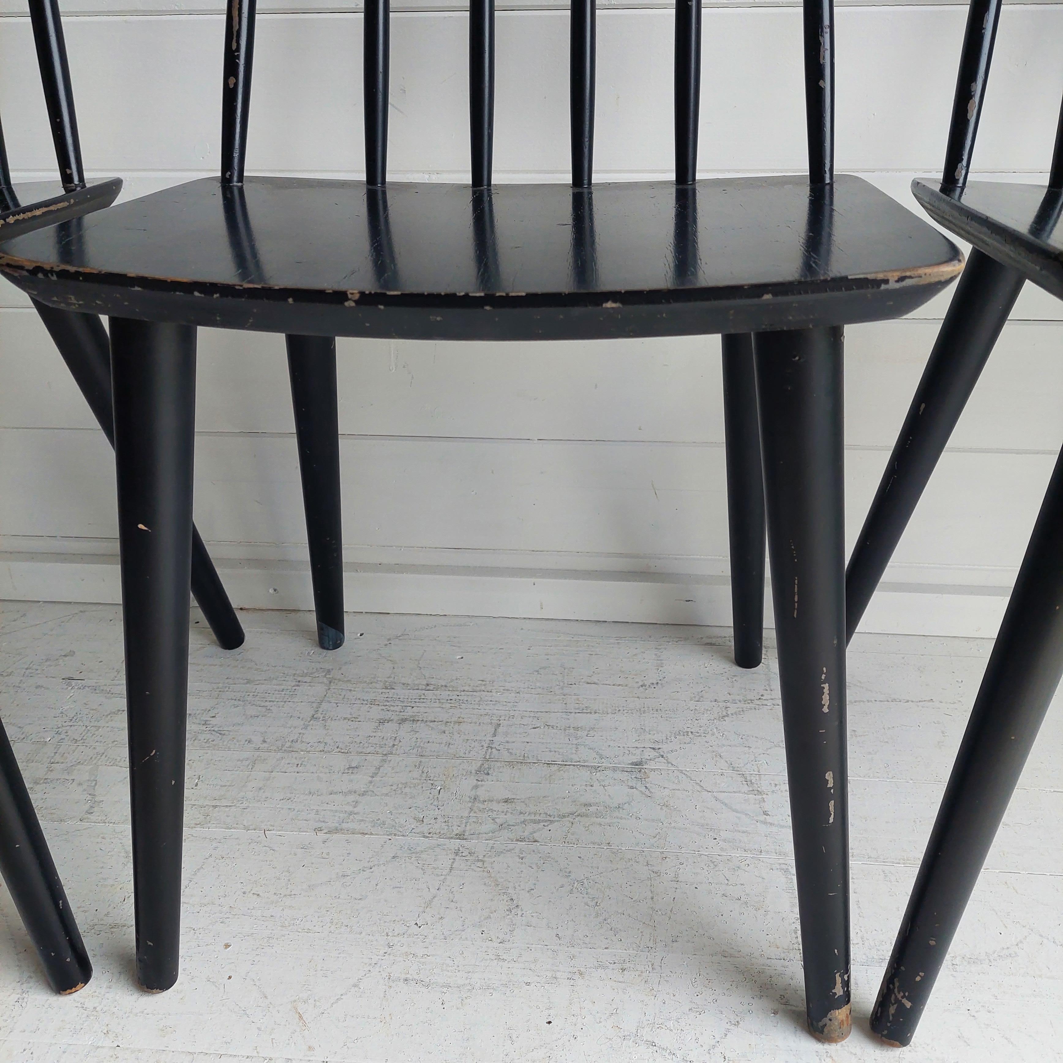 Mid Century Danish Modern Farstrup Set of 4 Spindle Black Chairs 3