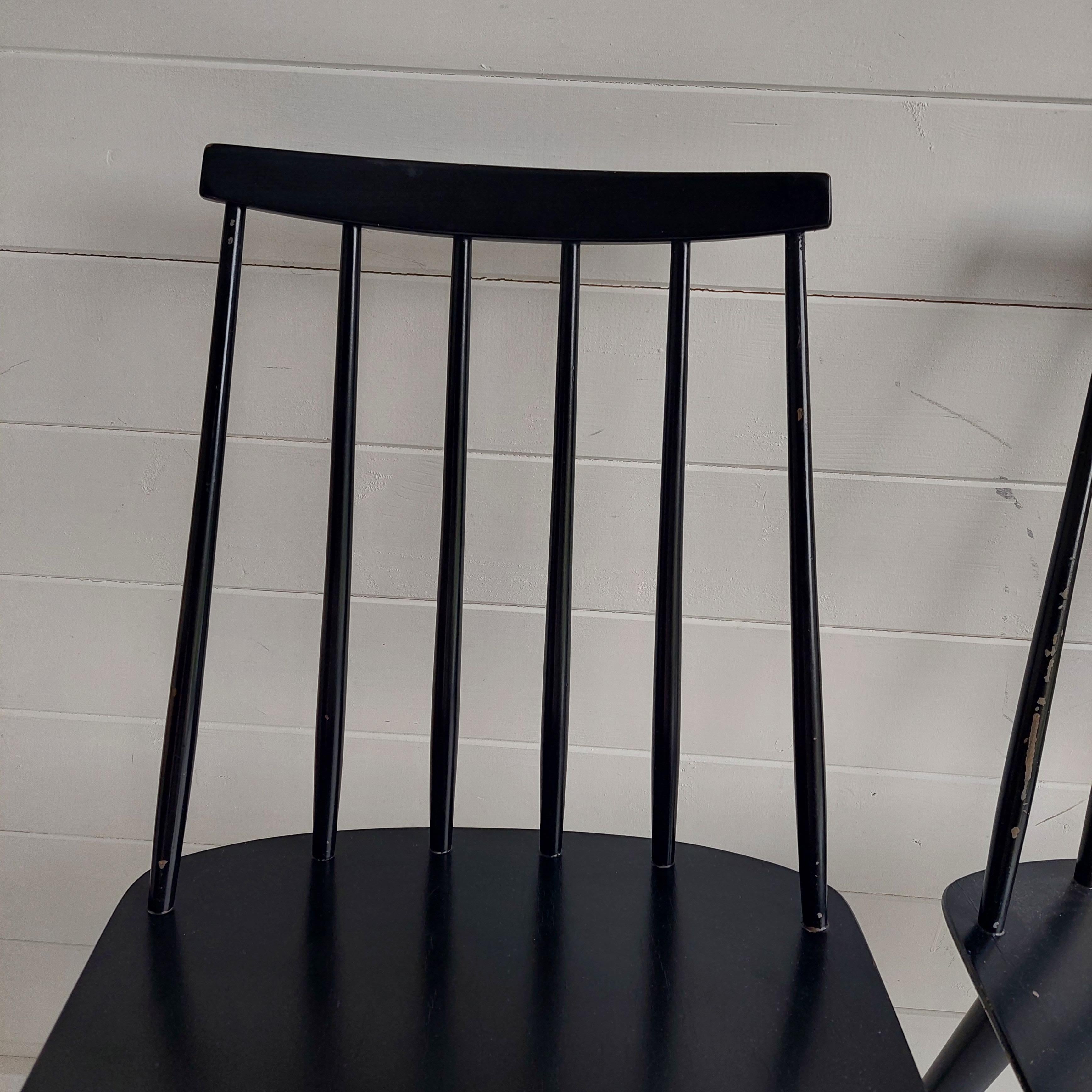 Mid Century Danish Modern Farstrup Set of 4 Spindle Black Chairs 6