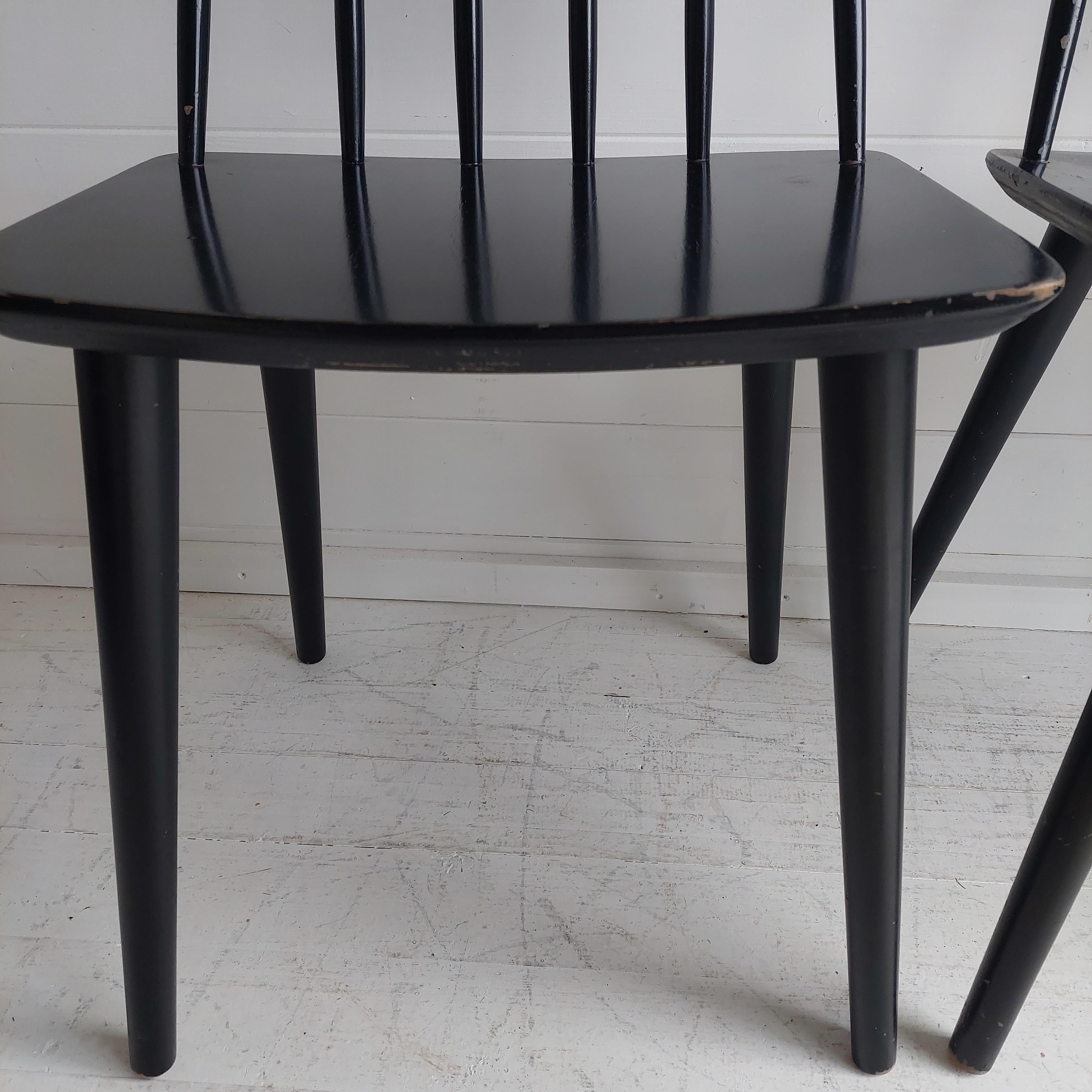 Mid Century Danish Modern Farstrup Set of 4 Spindle Black Chairs 7