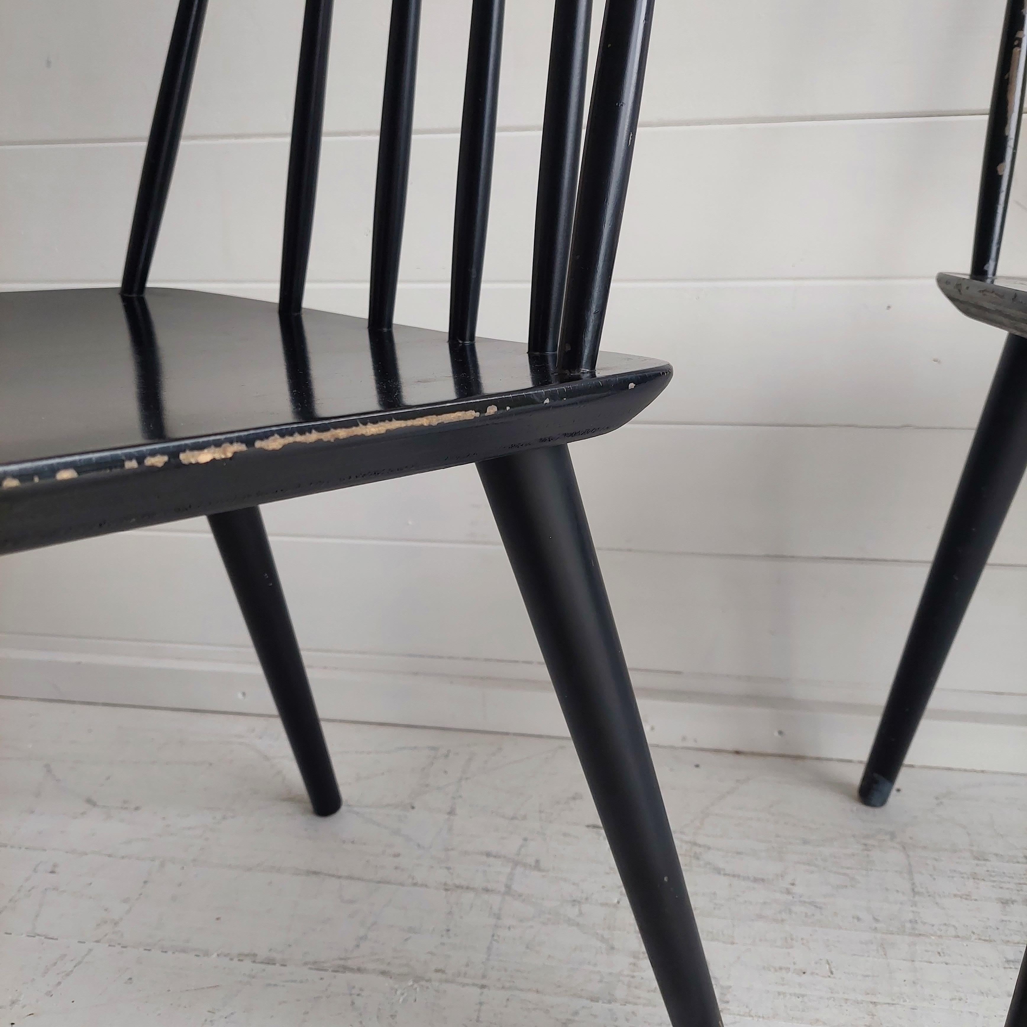 Mid Century Danish Modern Farstrup Set of 4 Spindle Black Chairs 9