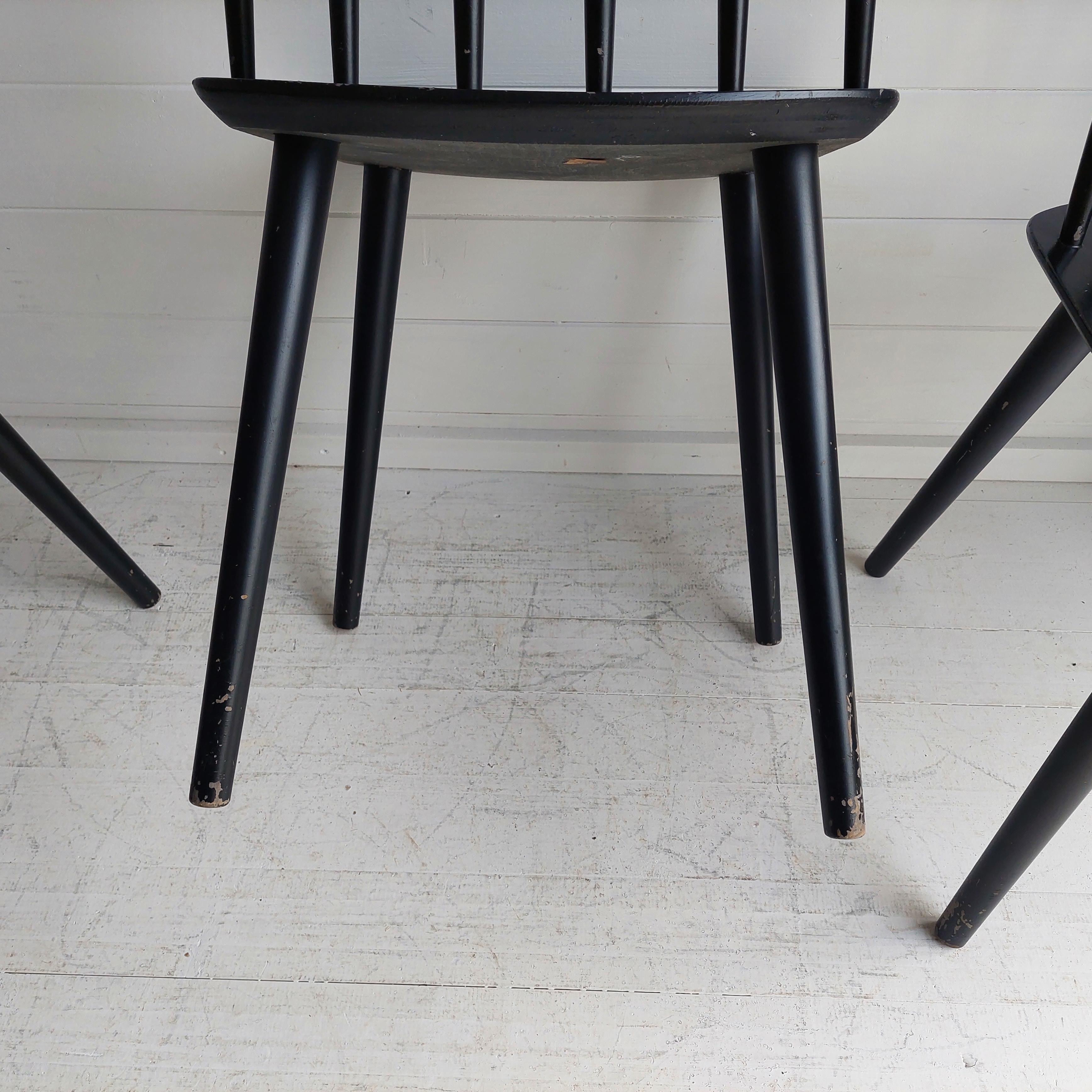 Mid Century Danish Modern Farstrup Set of 4 Spindle Black Chairs 12