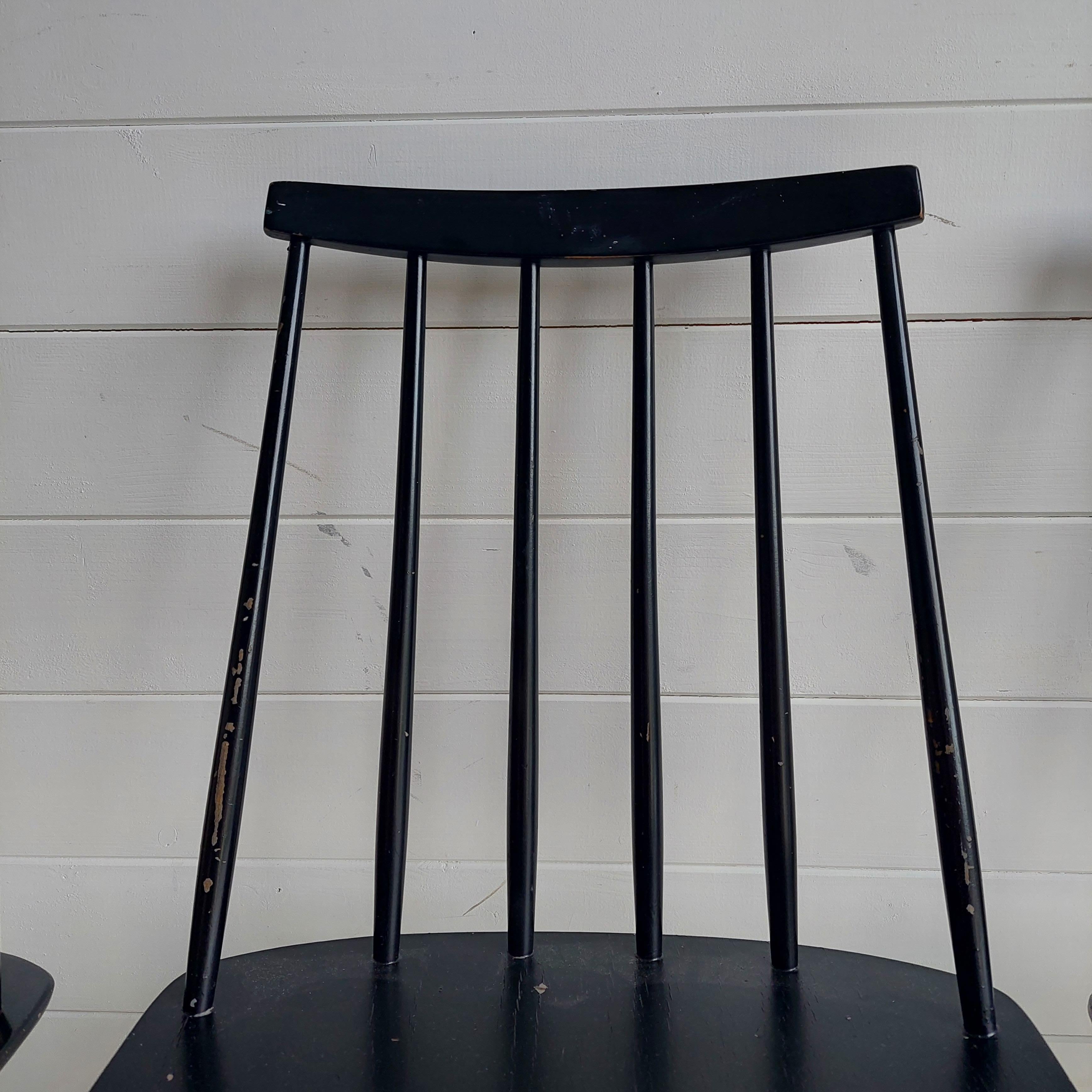 Mid Century Danish Modern Farstrup Set of 4 Spindle Black Chairs 2