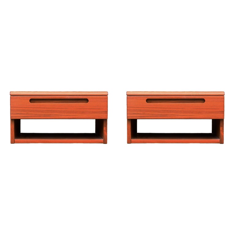 Midcentury Danish Modern Floating Or Wall Mounted Nightstands In Teak For Sale At 1stdibs