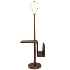 Midcentury Danish Modern Floor Lamp with Magazine Rack