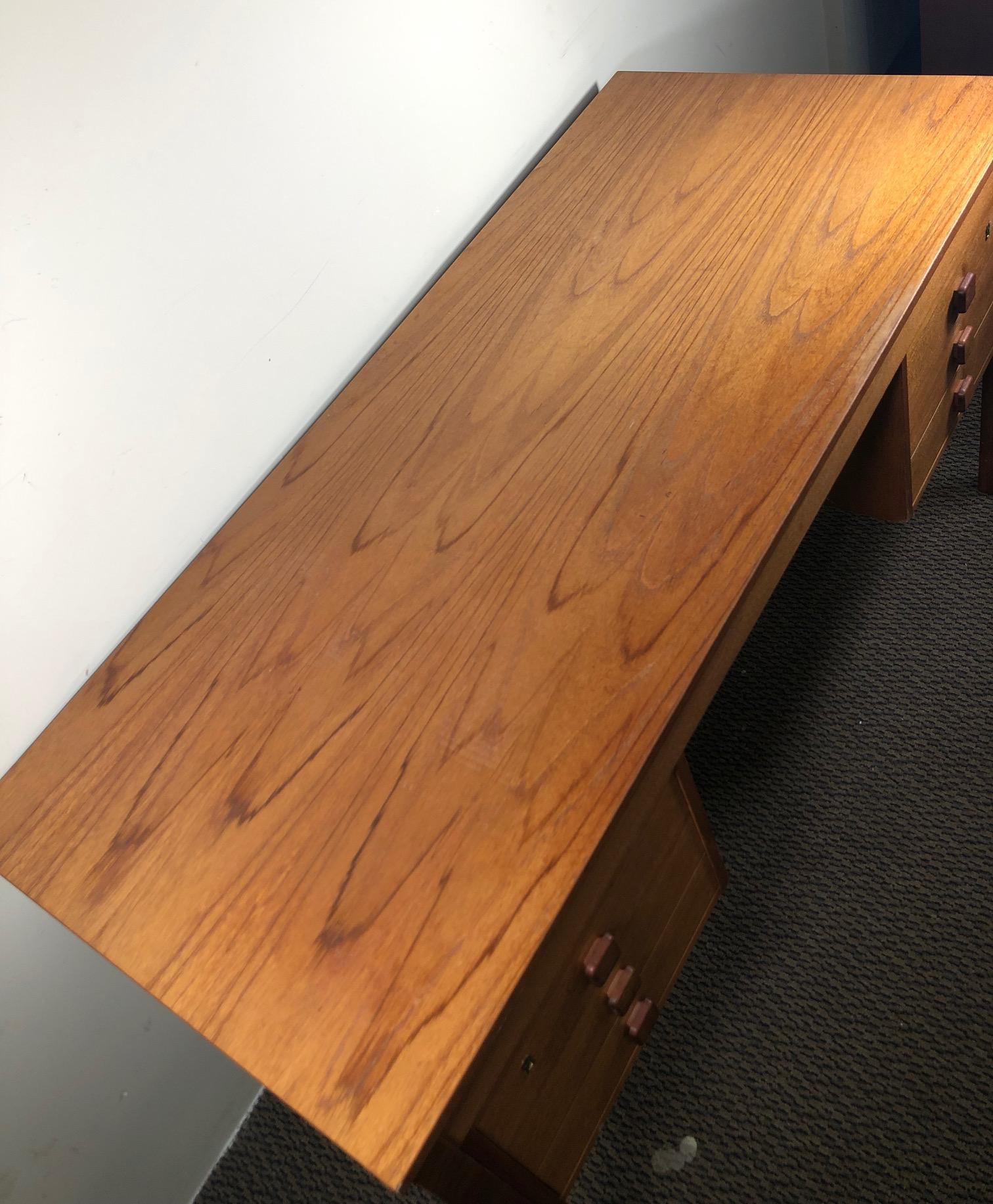 Mid-Century Modern Mid-Century Danish Modern Free Standing Teak Desk by Domino Mobler For Sale
