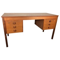 Vintage Mid-Century Danish Modern Free Standing Teak Desk by Domino Mobler