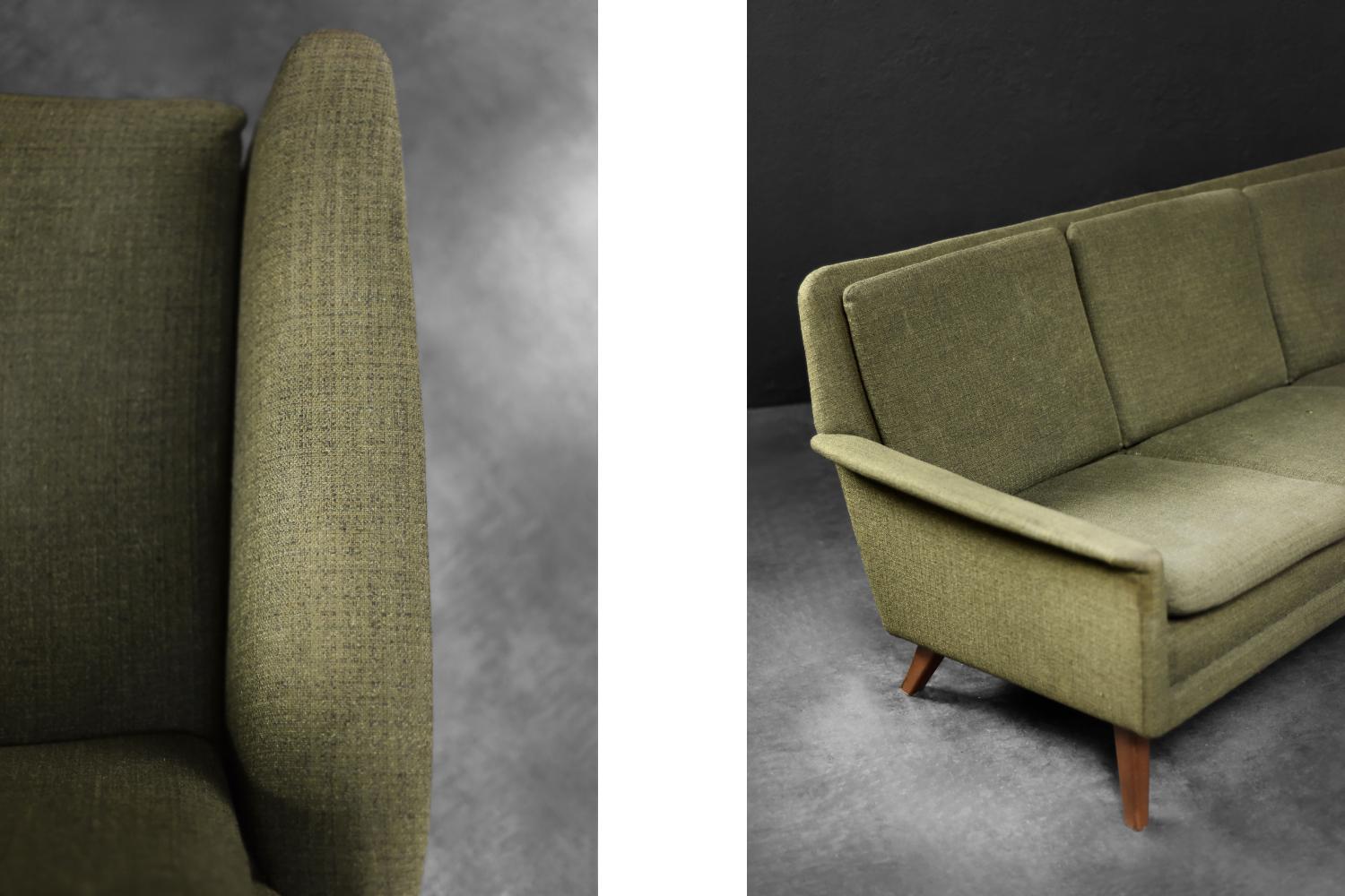 Sofá de 3 plazas verde, moderno danés de mediados de siglo, de Folke Ohlsson para Fritz Hansen en venta 3