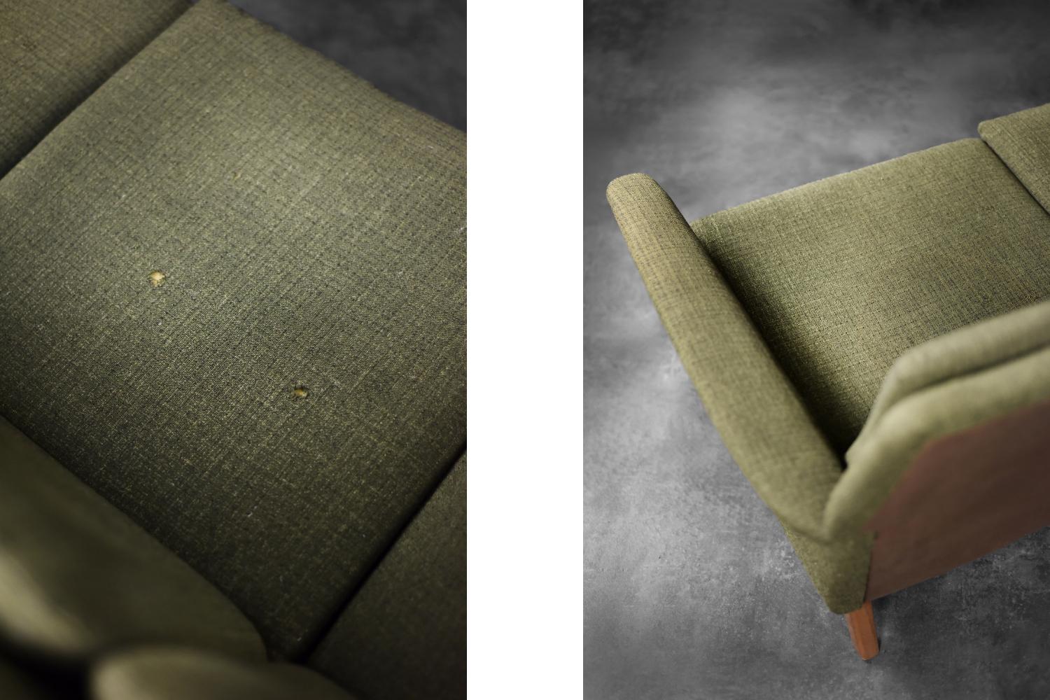 Sofá de 3 plazas verde, moderno danés de mediados de siglo, de Folke Ohlsson para Fritz Hansen en venta 7
