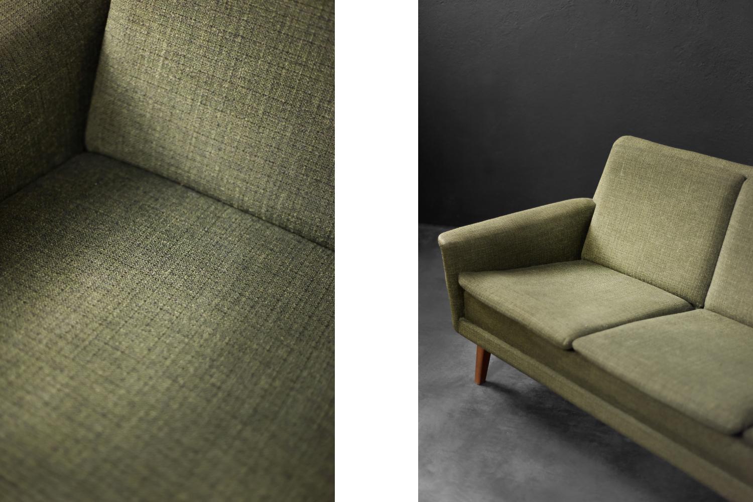 Sofá de 3 plazas verde, moderno danés de mediados de siglo, de Folke Ohlsson para Fritz Hansen en venta 8
