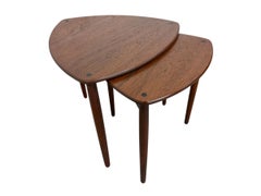 Mid-Century Danish Modern Guitar Pick Nesting Tables - Set of 2 - Refinished!