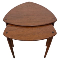 Mid-Century Danish Modern Guitar Pick Nesting Tables - Set of 2 - Refinished!